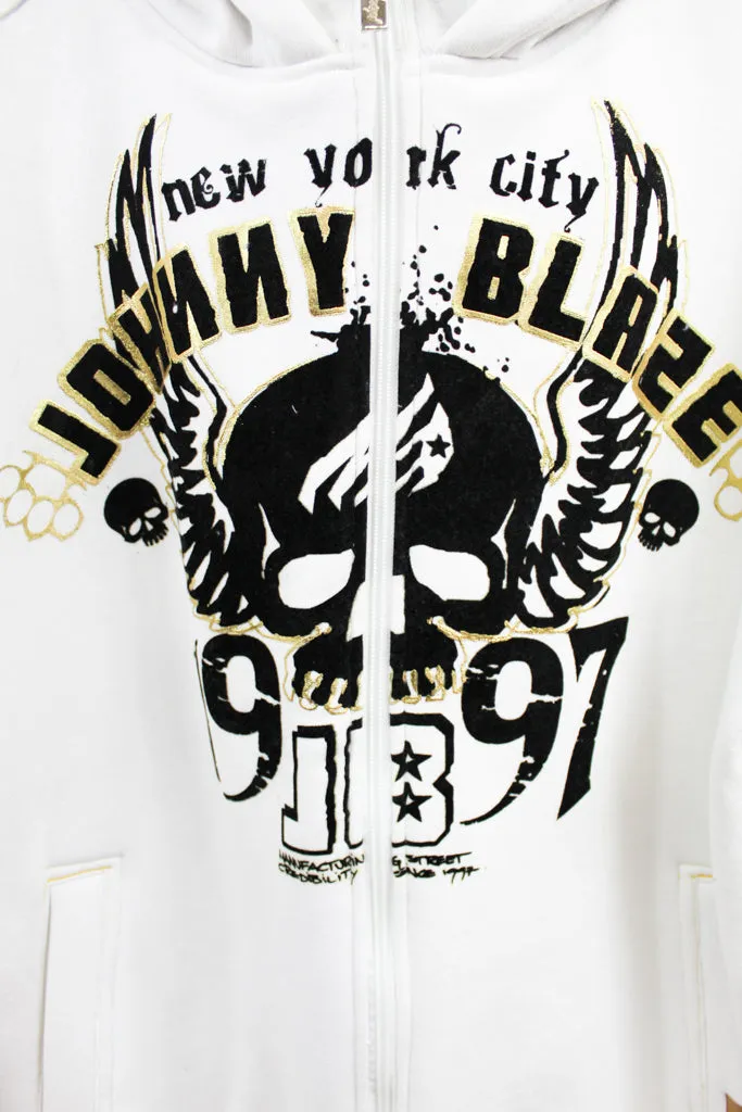 Z- Vintage 90s Johnny Blaze Deadstock Sample Skull & Wings Zip Up Hoodie sold by HG Vintage product image thumbnail 2
