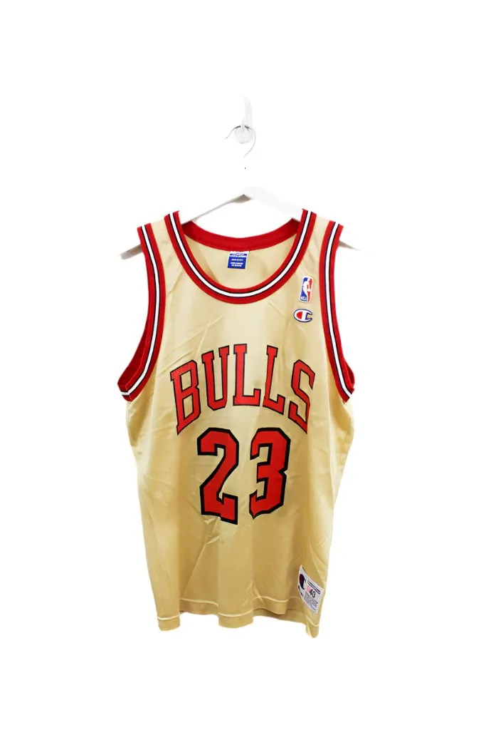 Z- Chicago Bulls Michael Jordan NBA Champion Jersey Gold sold by HG Vintage