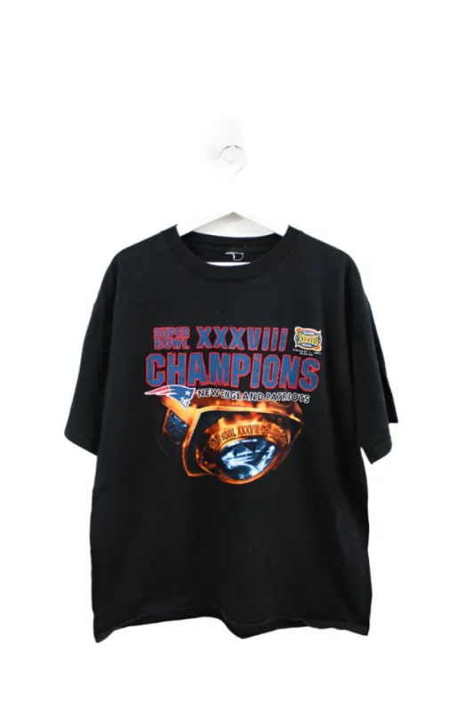 Z- 2004 Patriots NFL Super Bowl 38 Champs Ring Tee sold by HG Vintage