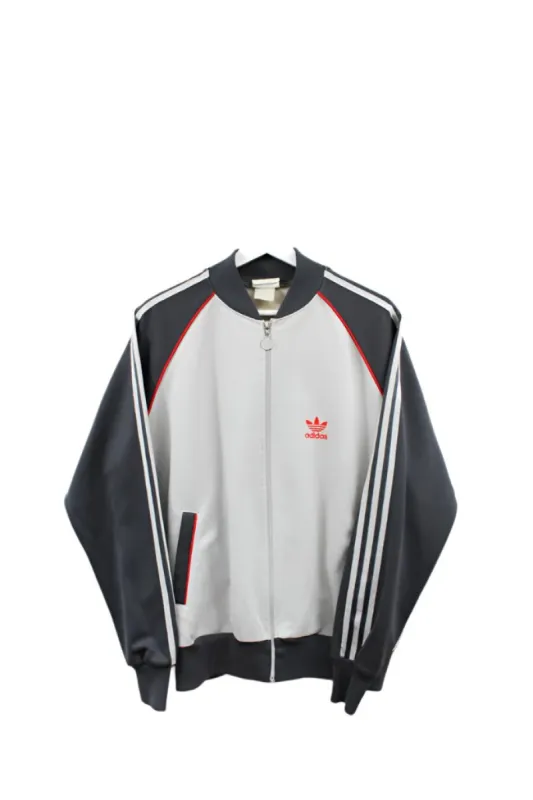 Z- Vintage 80s Adidas Track Jacket Grey/Dark Grey sold by HG Vintage