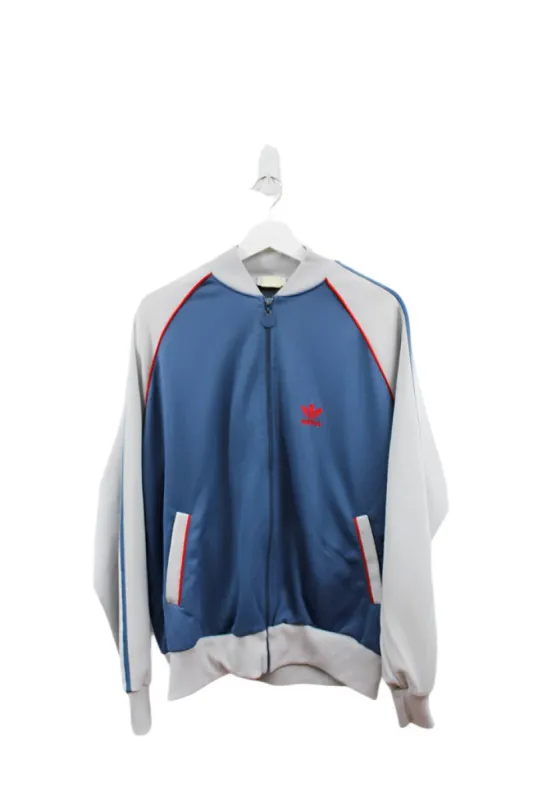 Z- Vintage 80s Adidas Track Jacket Grey/Blue sold by HG Vintage