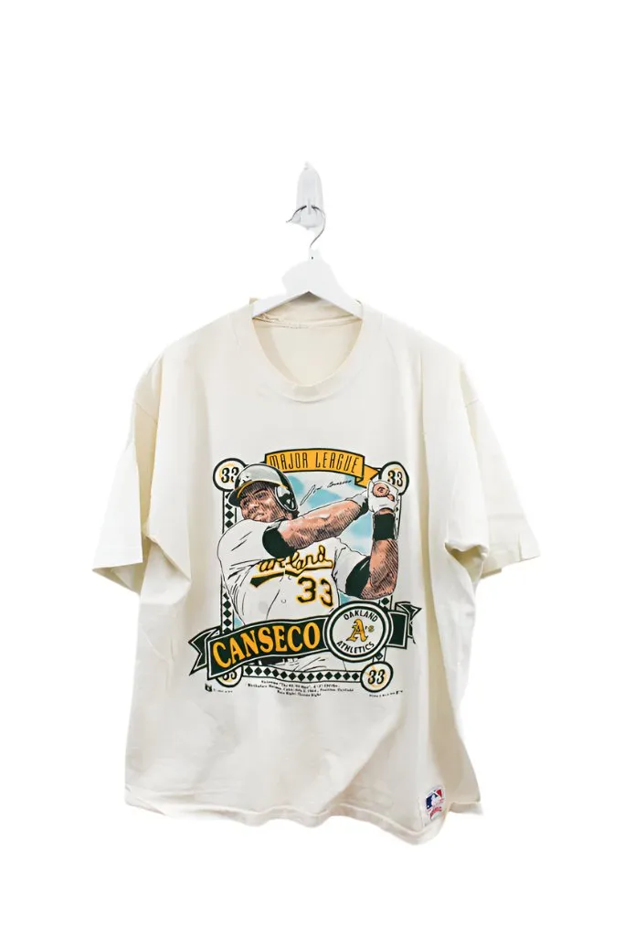 Z- Vintage 1989 Oakland Ace Canseco MLB Nutmeg Single Stitch Tee sold by HG Vintage