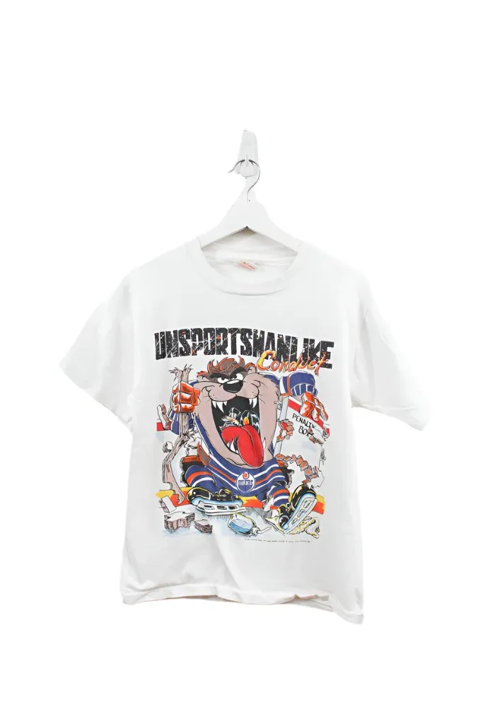 Z- Vintage 1989 Edmonton Oilers Tazmanian Devil NHL Reebok Single Stitch Tee sold by HG Vintage