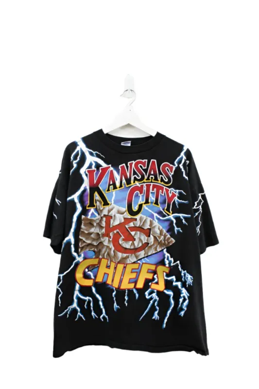 Z- Vintage 1993 Chiefs Logo & Script Lightning Jumbo Print NFL Single Stitch Salem Tag Tee sold by HG Vintage