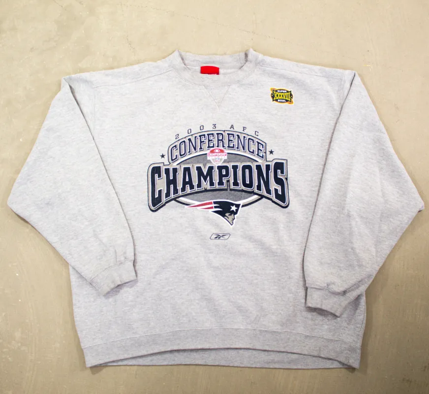 D- Vintage 2003 New England Patriots NFL Reebok AFC Game Crewneck sold by HG Vintage