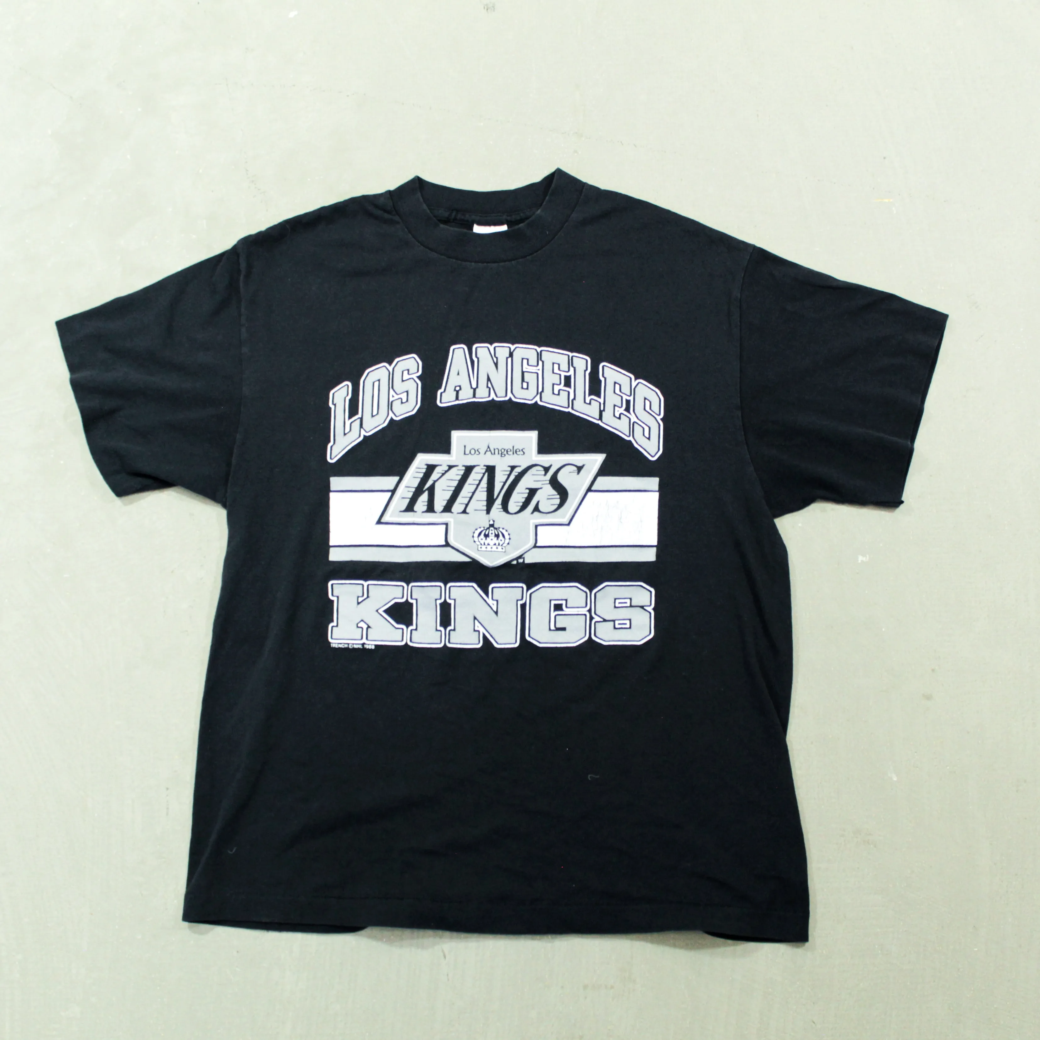 D- Vintage 1988 Los Angeles Kings NHL Text & Logo Single Stitch Tee sold by HG Vintage