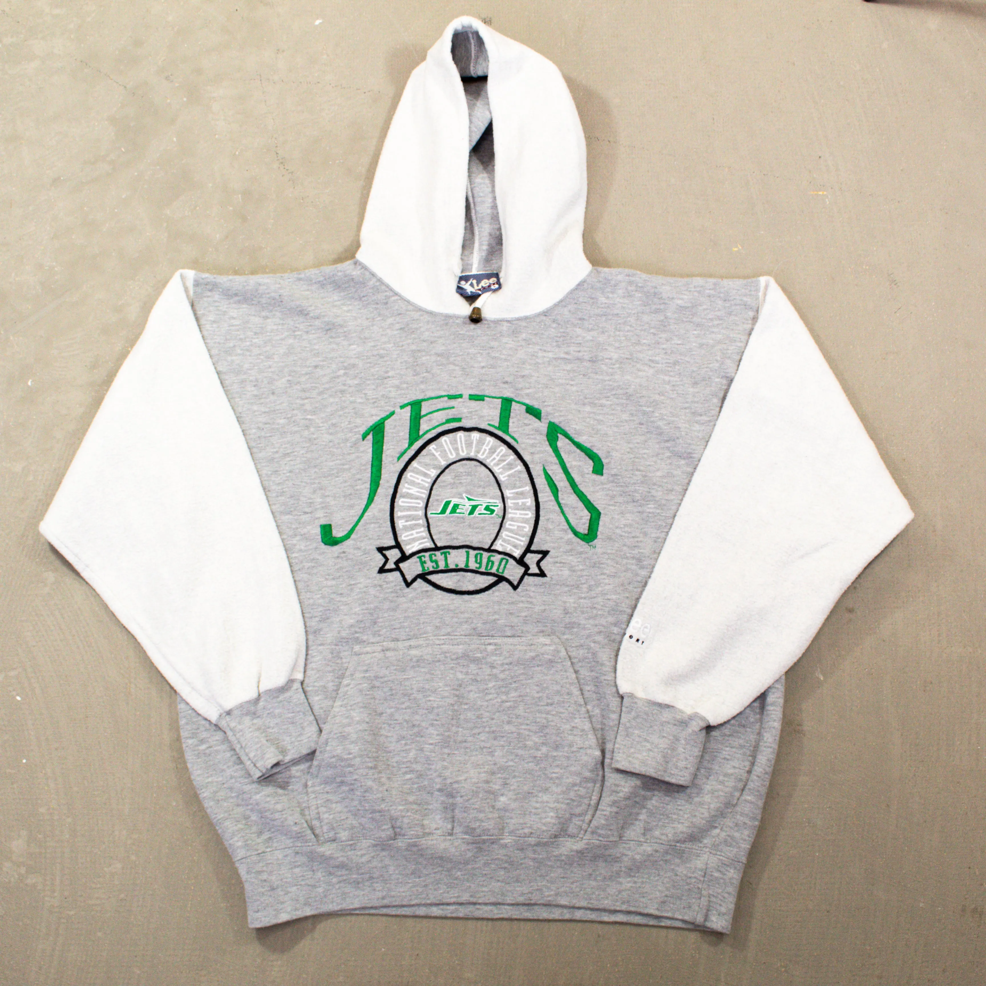 D- Vintage New York Jets NFL Lee Embroidered Text Crewneck sold by HG Vintage