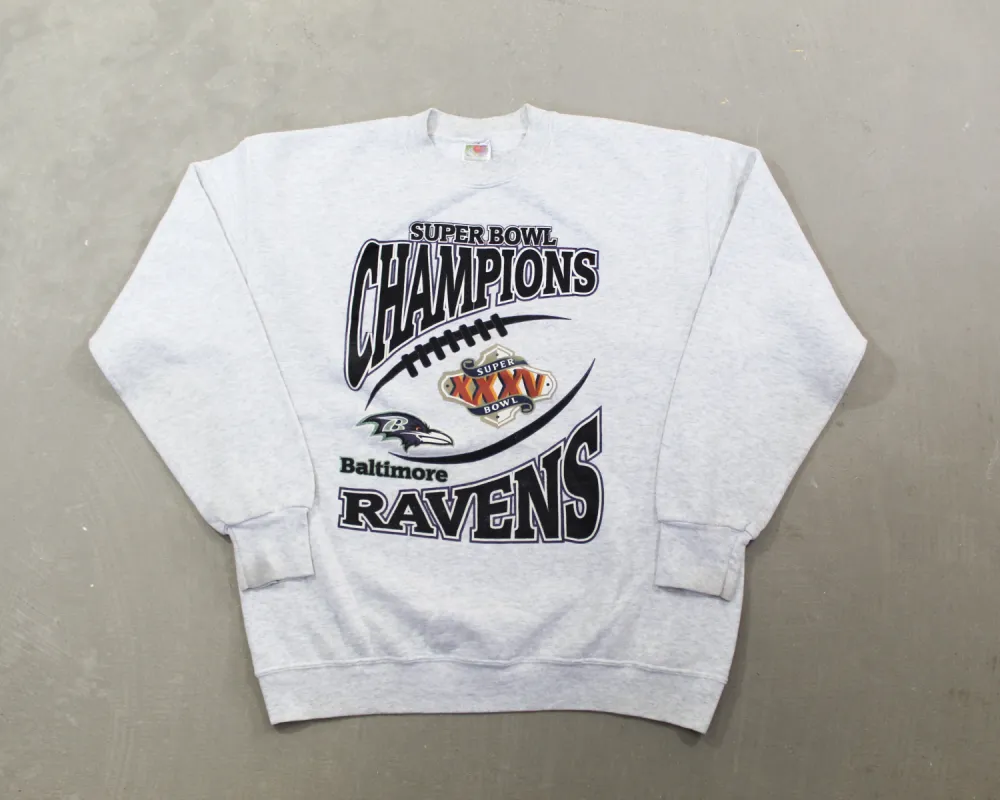D- Vintage 2001 Baltimore Ravens NFL Super Bowl 35 Champs Crewneck sold by HG Vintage