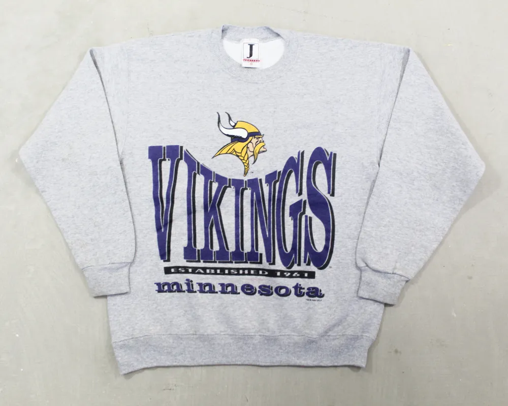 D- Vintage 1994 Minnesota Vikings NFL Logo & Text Crewneck sold by HG Vintage