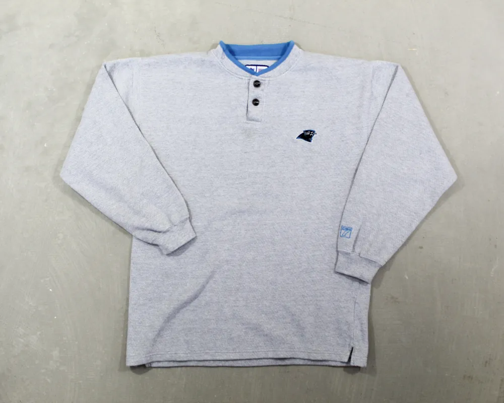 D- Vintage Carolina Panthers NFL Logo 7 Logo Henley Long Sleeve Shirt sold by HG Vintage