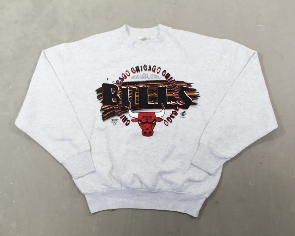 D- Vintage Chicago Bulls NBA Logo & Text Crewneck sold by HG Vintage
