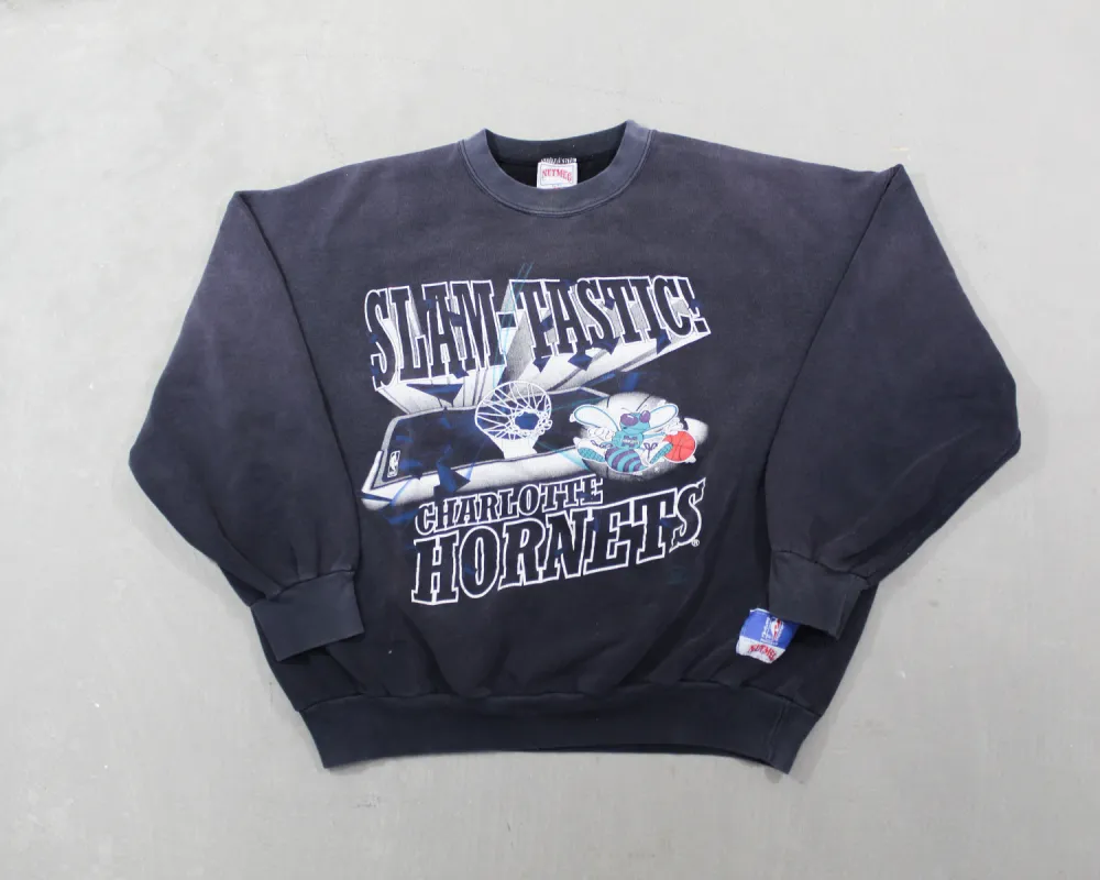 D- Vintage Charlotte Hornets Slamtastic NBA Nutmeg Crewneck sold by HG Vintage