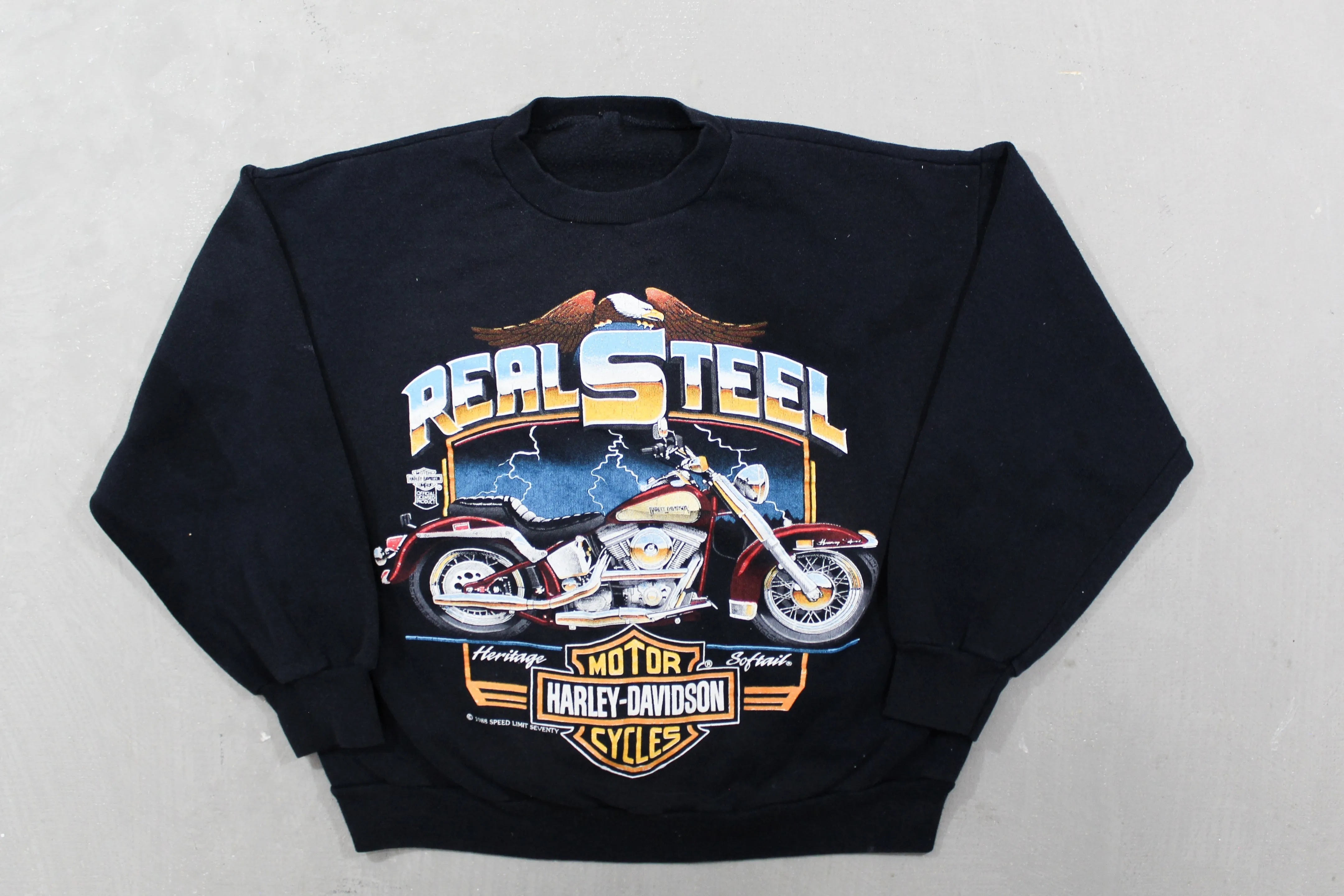 D- Vintage 1989 Harley Davidson Pearl Steel Crewneck sold by HG Vintage