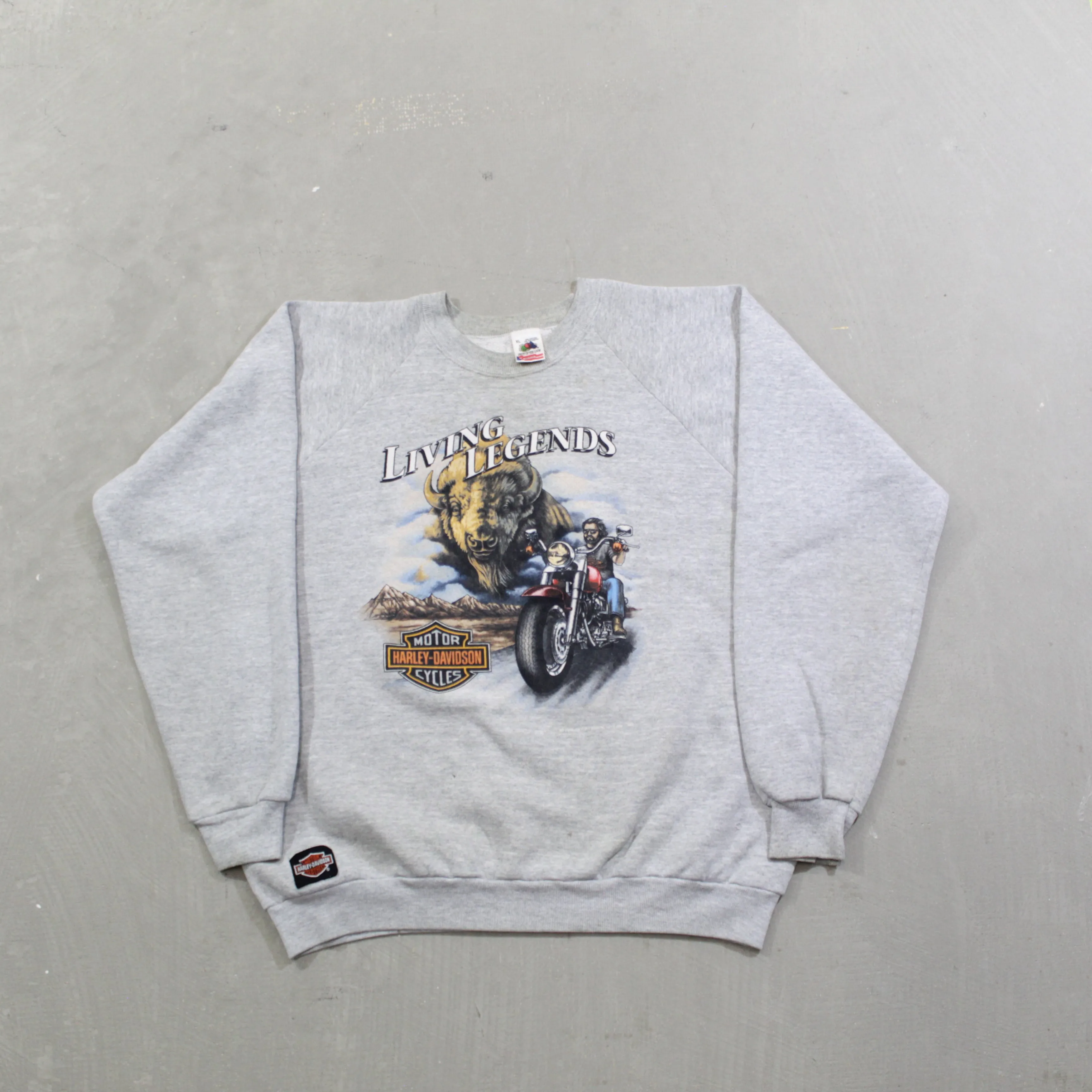 D- Vintage Harley Davidson Living Legends Buffalo & Motorcycle Crewneck sold by HG Vintage