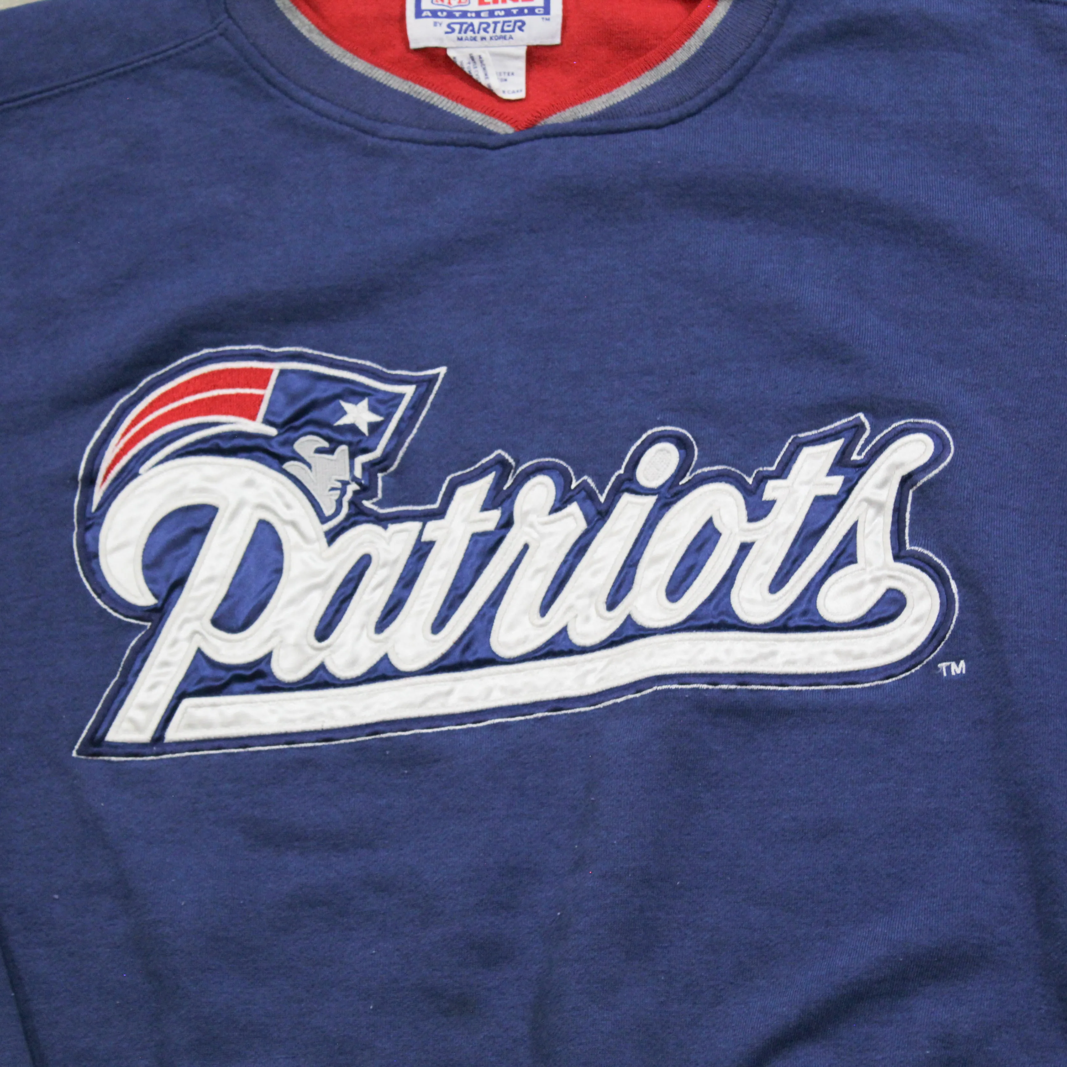 D- Vintage New England Patriots NFL Starter Puff Print Text Crewneck sold by HG Vintage product image thumbnail 2