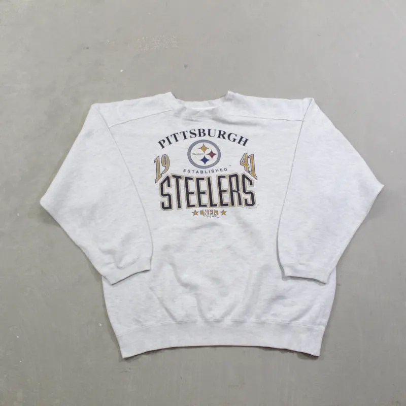 D- Vintage 1996 Pittsburgh Steelers NFL Text & Logo Crewneck made by NFL