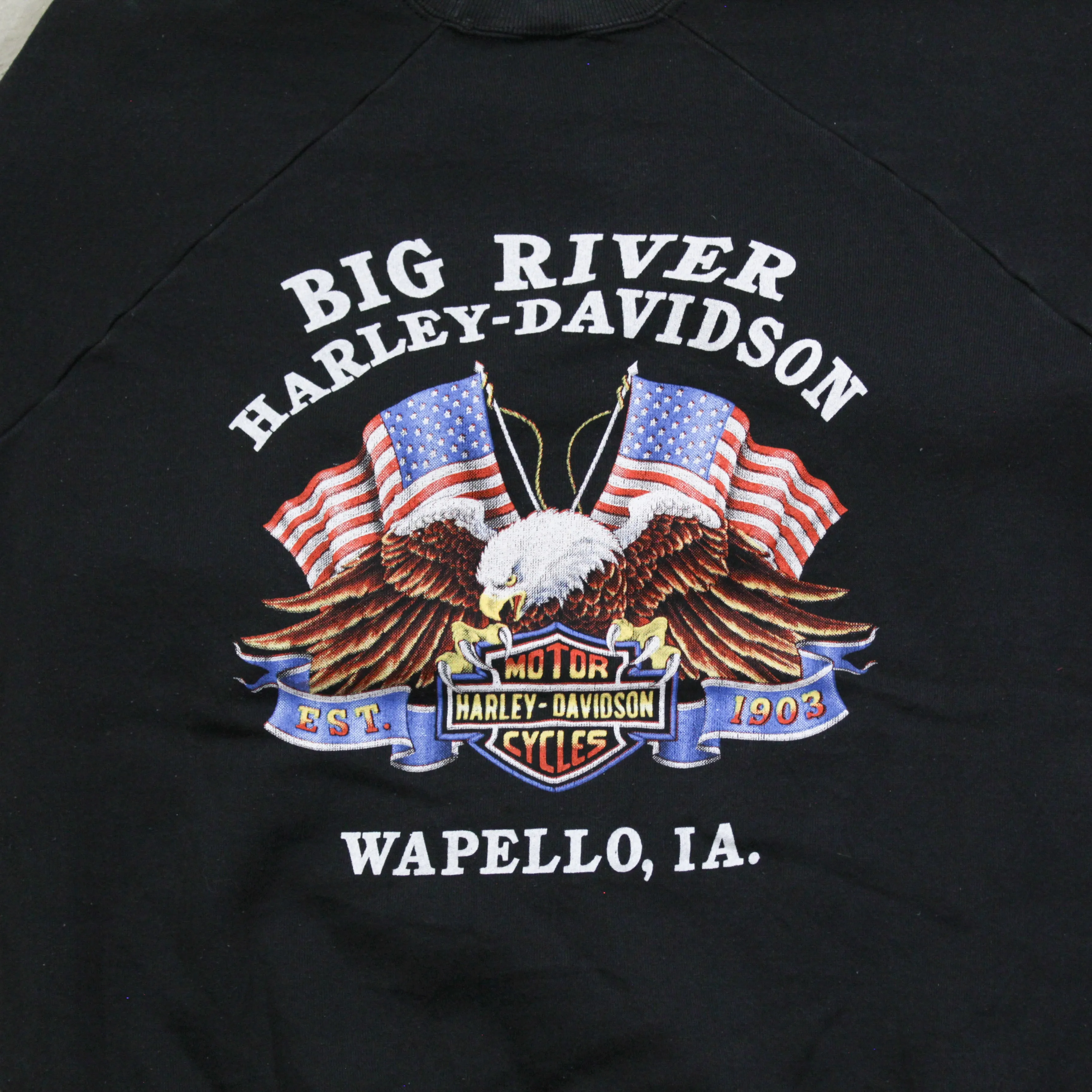 D- Vintage 1990 Harley Davidson 3D Emblem Wapello IA Crewneck sold by HG Vintage product image thumbnail 4