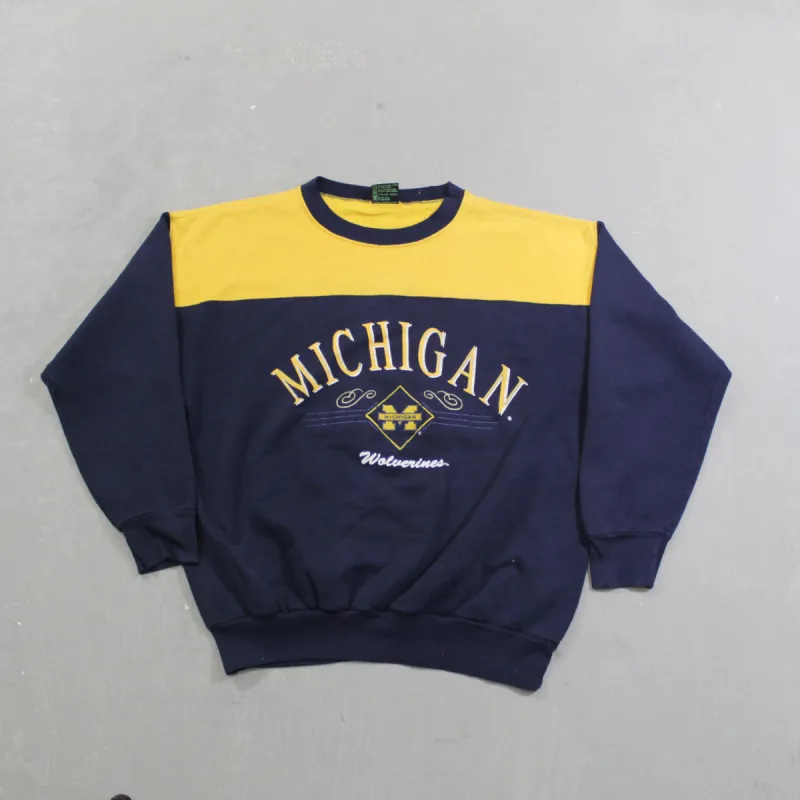D- Vintage University Of Michigan Wolverine Logo & Text Crewneck sold by HG Vintage