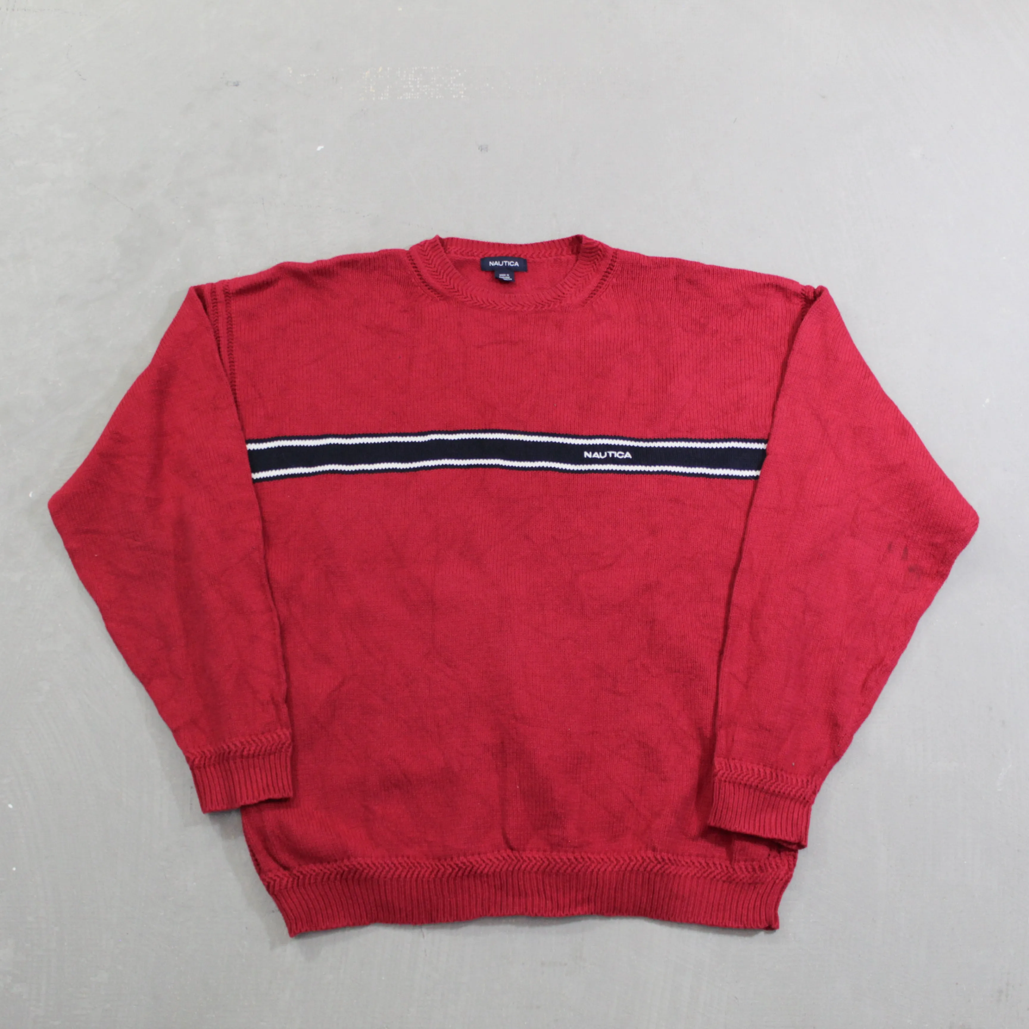 D- Vintage Nautica Text Knit Sweater sold by HG Vintage