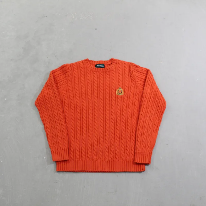 D- Vintage Ralph Lauren Womens Embroidered Crest Woven Knit Sweater sold by HG Vintage