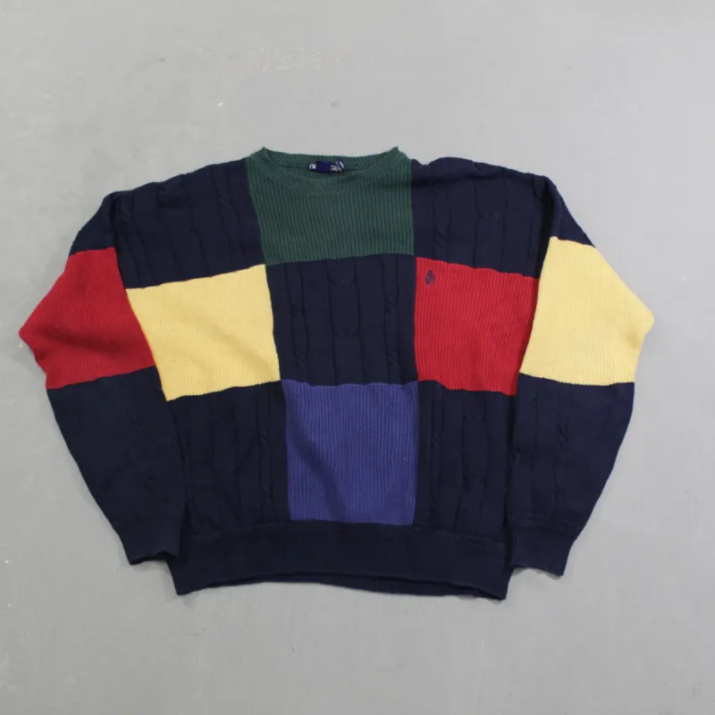 D- Vintage Nautica Embroidered Logo Color Block Knit Sweater sold by HG Vintage