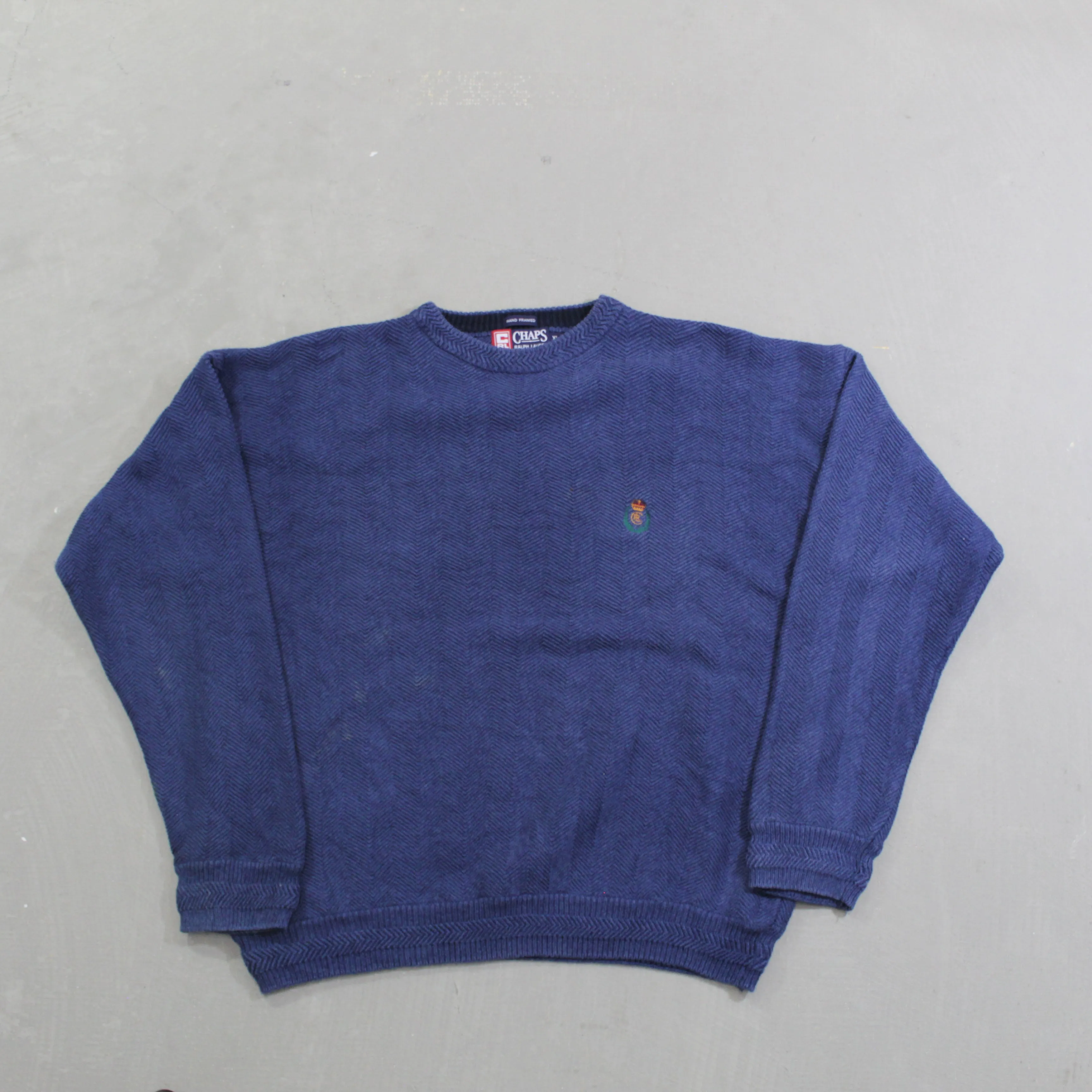 D- Vintage Ralph Lauren Chaps Embroidered Crest Knit Sweater sold by HG Vintage