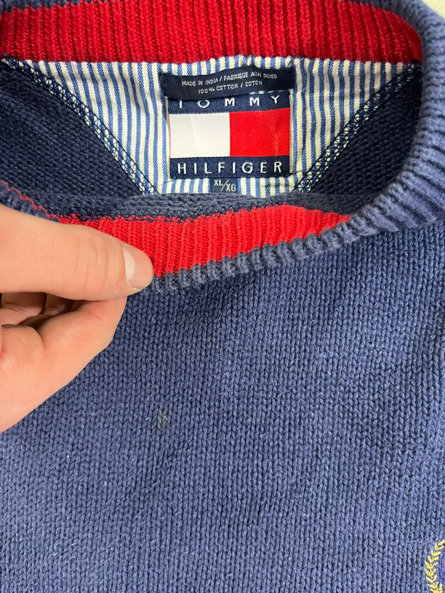 D- Vintage Tommy Hilfiger Embroidered Crest Knit Sweater sold by HG Vintage product image thumbnail 3