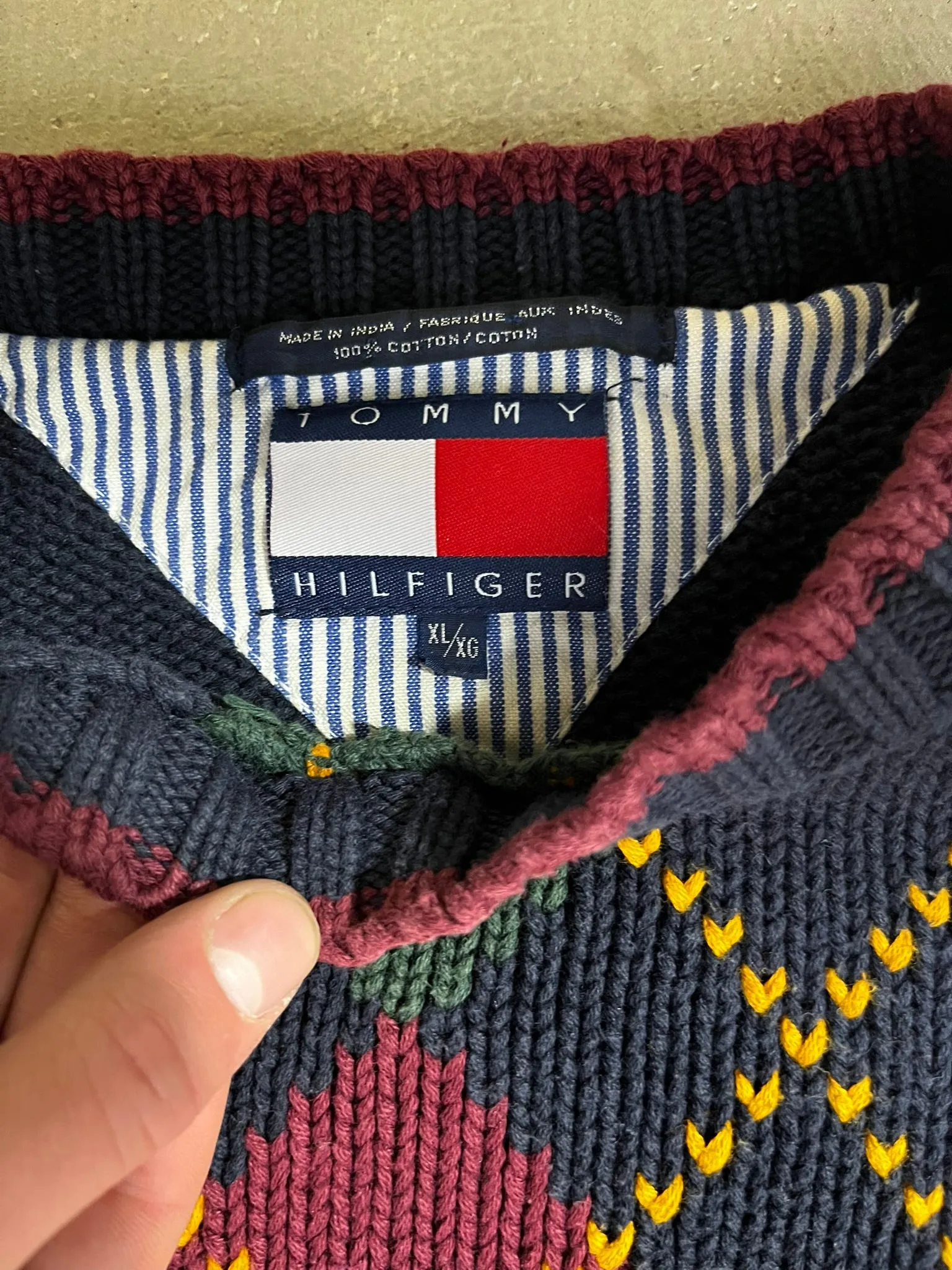 D- Vintage Tommy Hilfiger Diamond Pattern Heavy Knit Sweater sold by HG Vintage product image thumbnail 3
