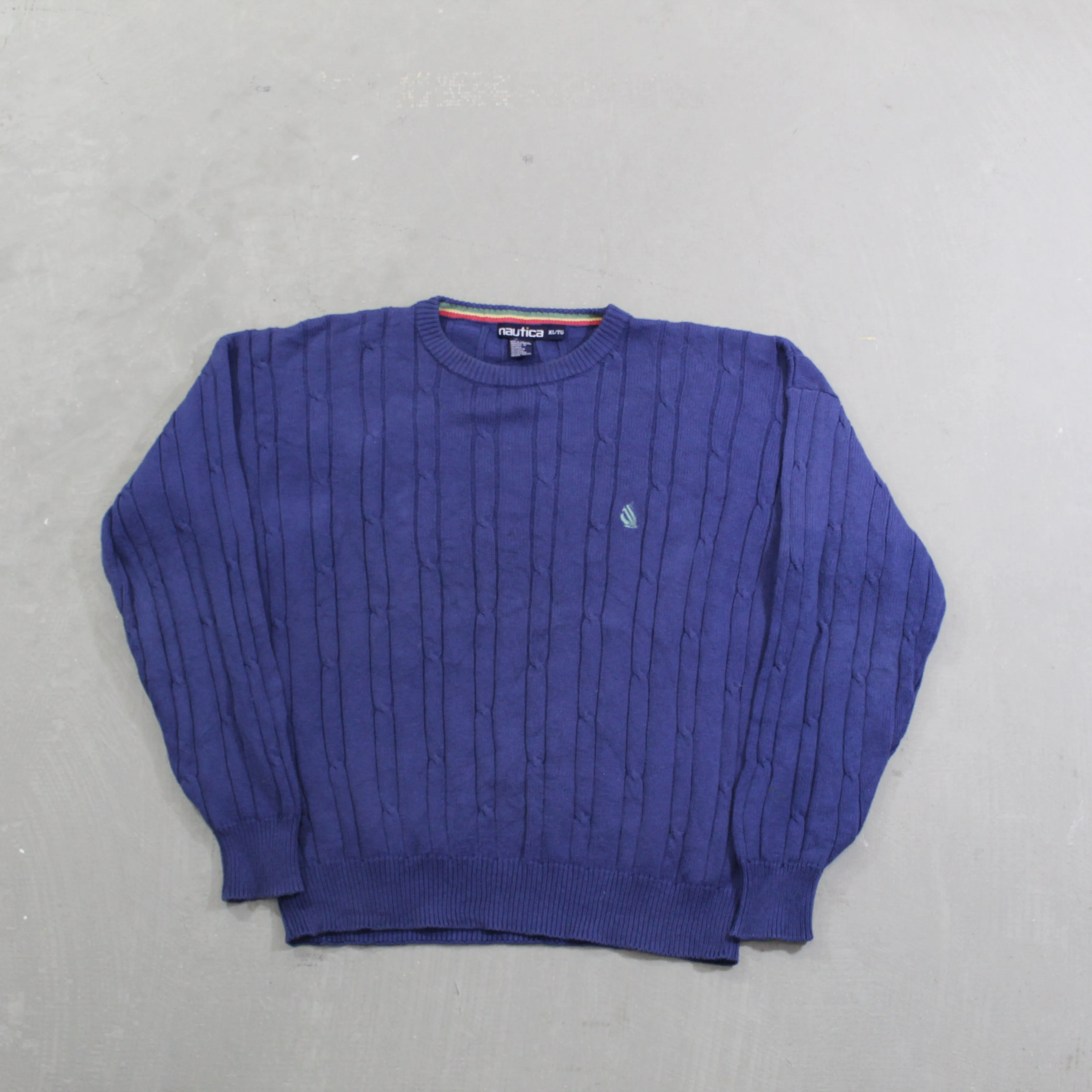 D- Vintage Nautica Embroidered Logo Knit Sweater sold by HG Vintage
