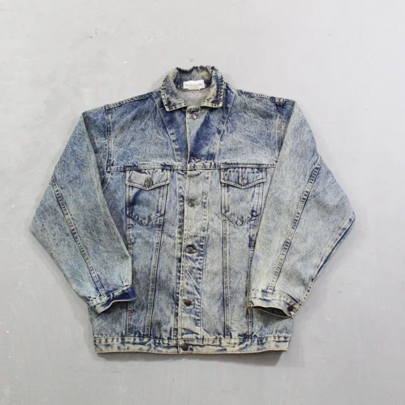 D- HOM AC/DC TNT Reworked Acid Wash Denim Jacket sold by HG Vintage
