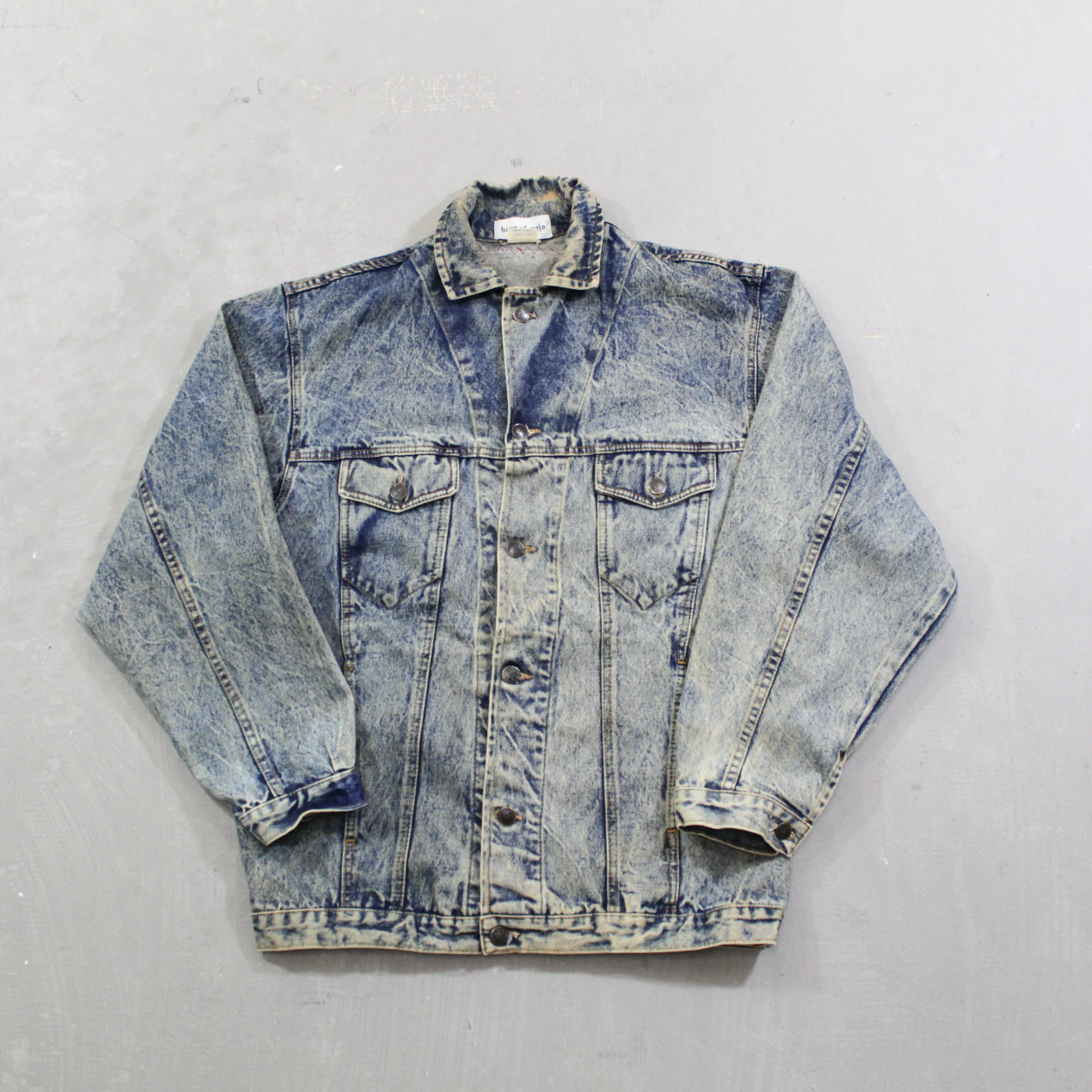 D- HOM AC/DC TNT Reworked Acid Wash Denim Jacket sold by HG Vintage