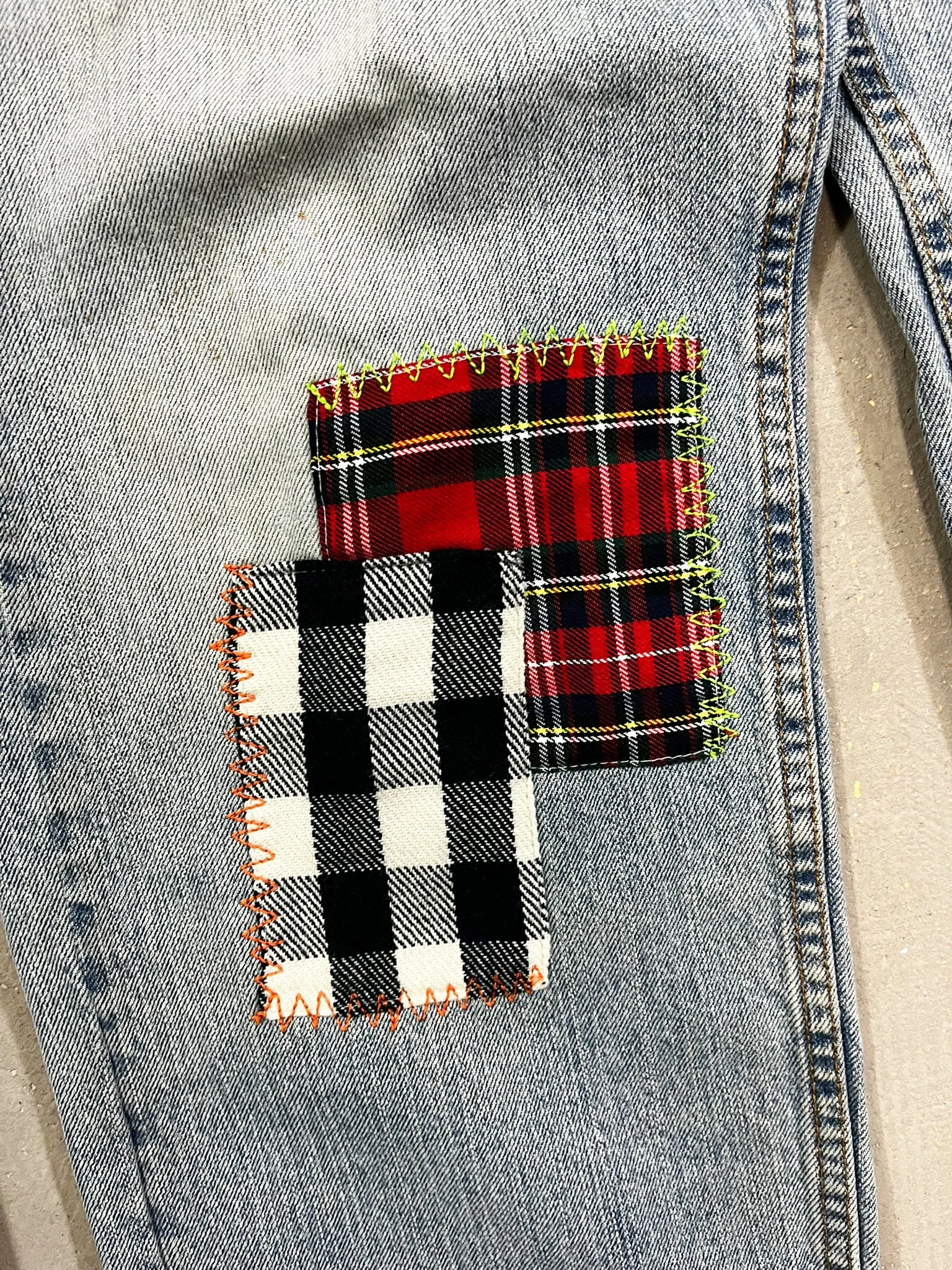 D- HOM Plaid Patches Reworked Levi's Strauss Signature 29x30 Jeans sold by HG Vintage product image thumbnail 5