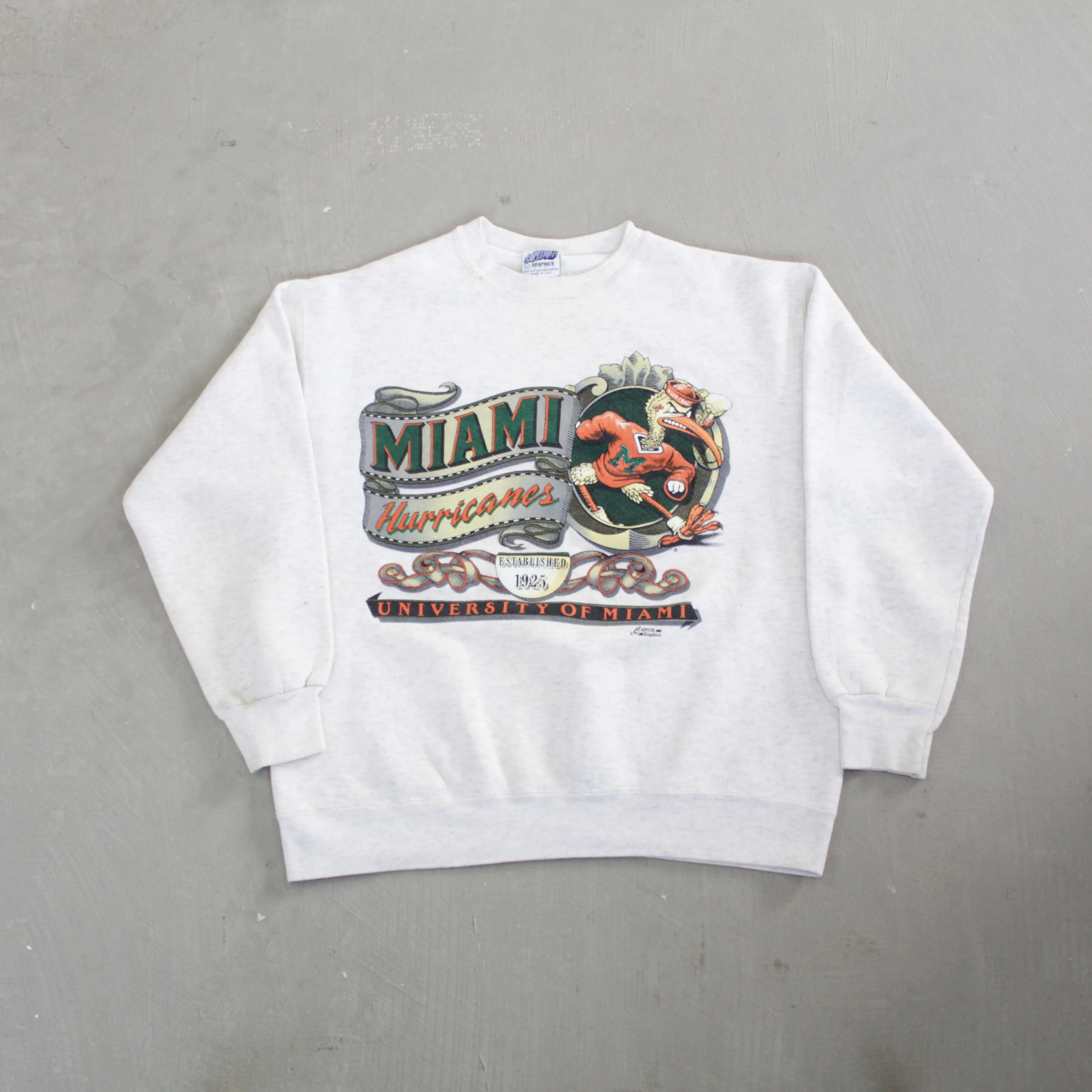 D- Vintage University Of Miami Hurricanes Logo Crewneck sold by HG Vintage