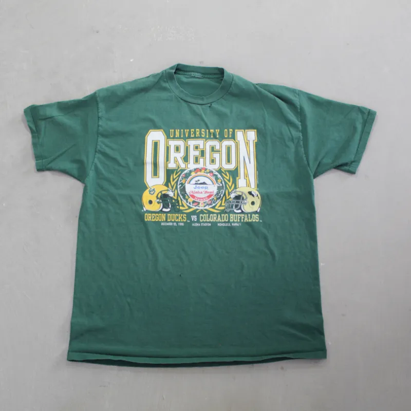 D- Vintage 1998 Oregon Ducks vs Colorado Buffalo Aloha Bowl Single Stitch Tee sold by HG Vintage