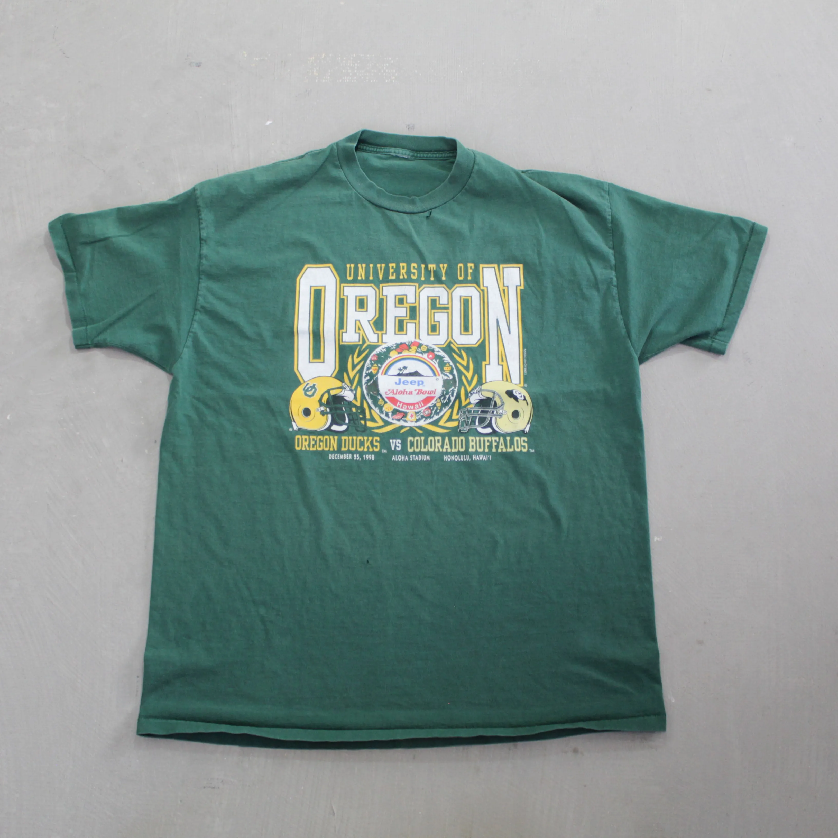 D- Vintage 1998 Oregon Ducks vs Colorado Buffalo Aloha Bowl Single Stitch Tee sold by HG Vintage