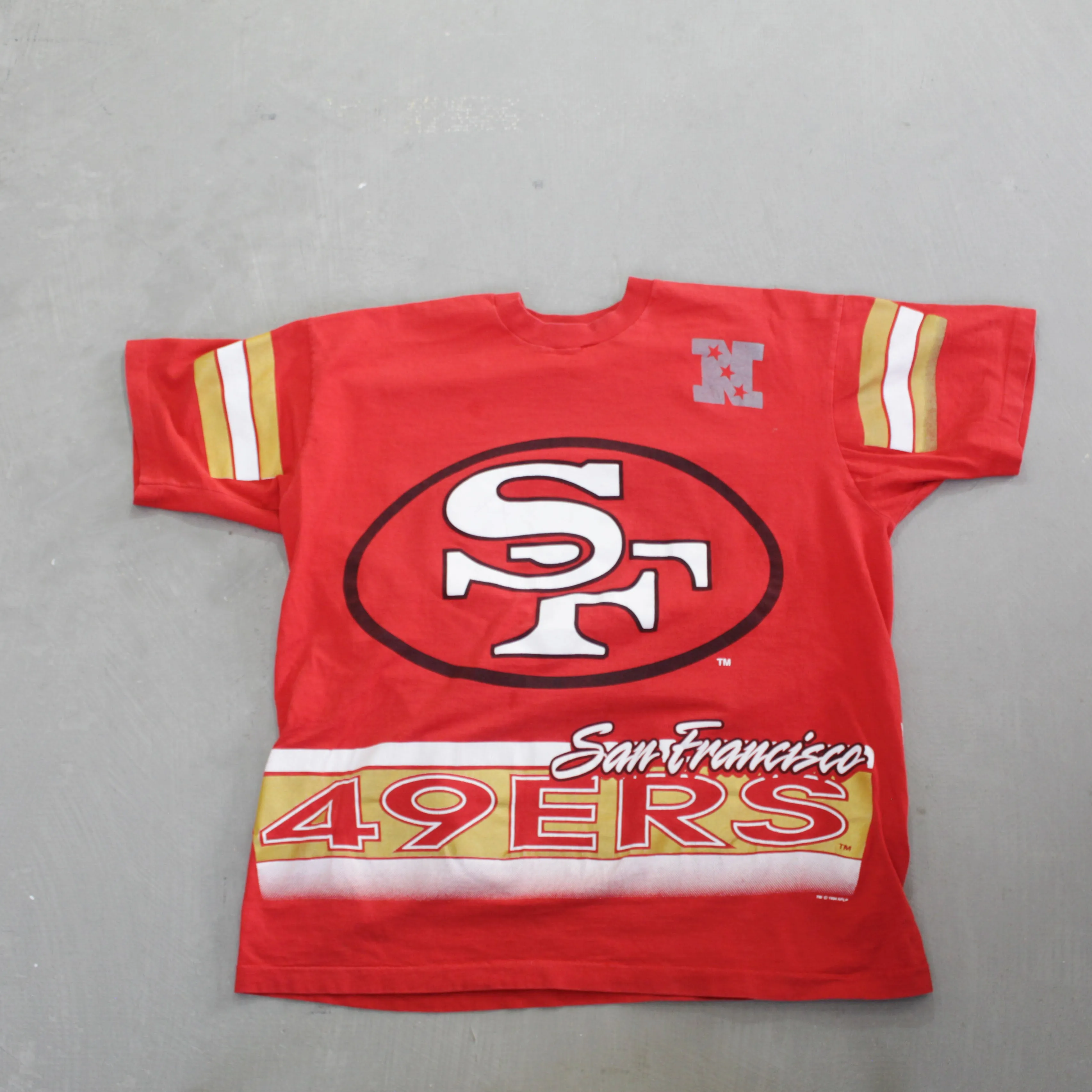 D- Vintage San Francisco 49ers NFL Salem Jumbo Print Logo & Text Tee sold by HG Vintage