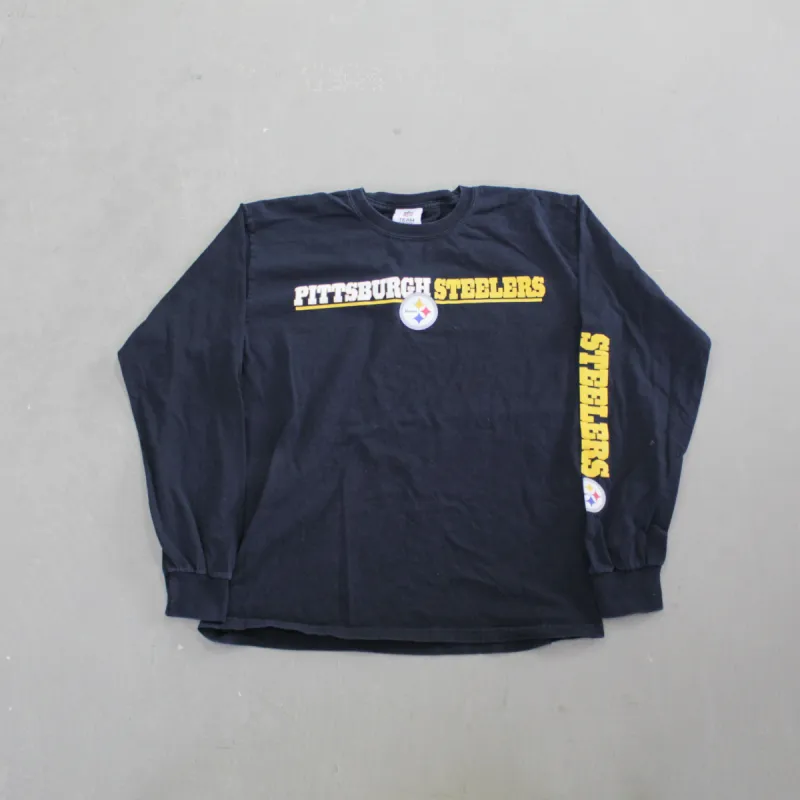 D- Pittsburgh Steelers NFL Text  & Logo Long Sleeve Tee sold by HG Vintage