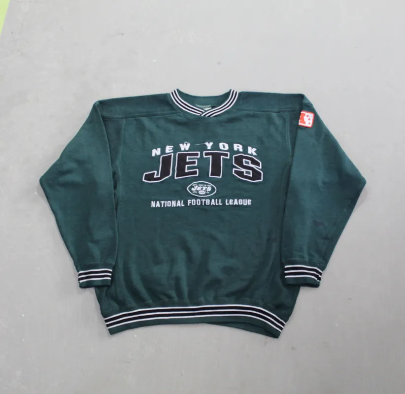 D- Vintage New York Jets NFL Lee Embroidered Text Crewneck sold by HG Vintage