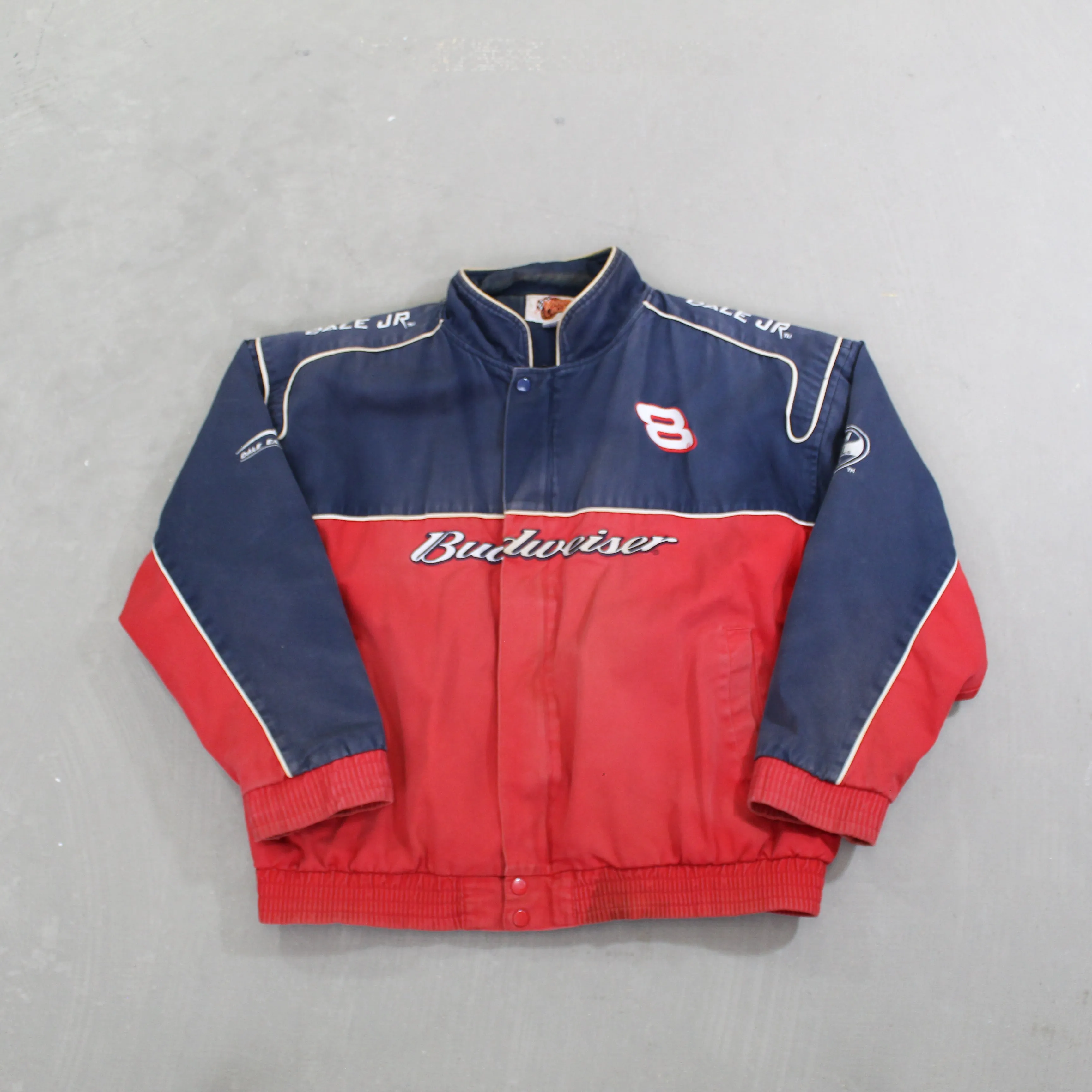D- Vintage Nascar Dale Jr. Budweiser #8 Racing Jacket sold by HG Vintage