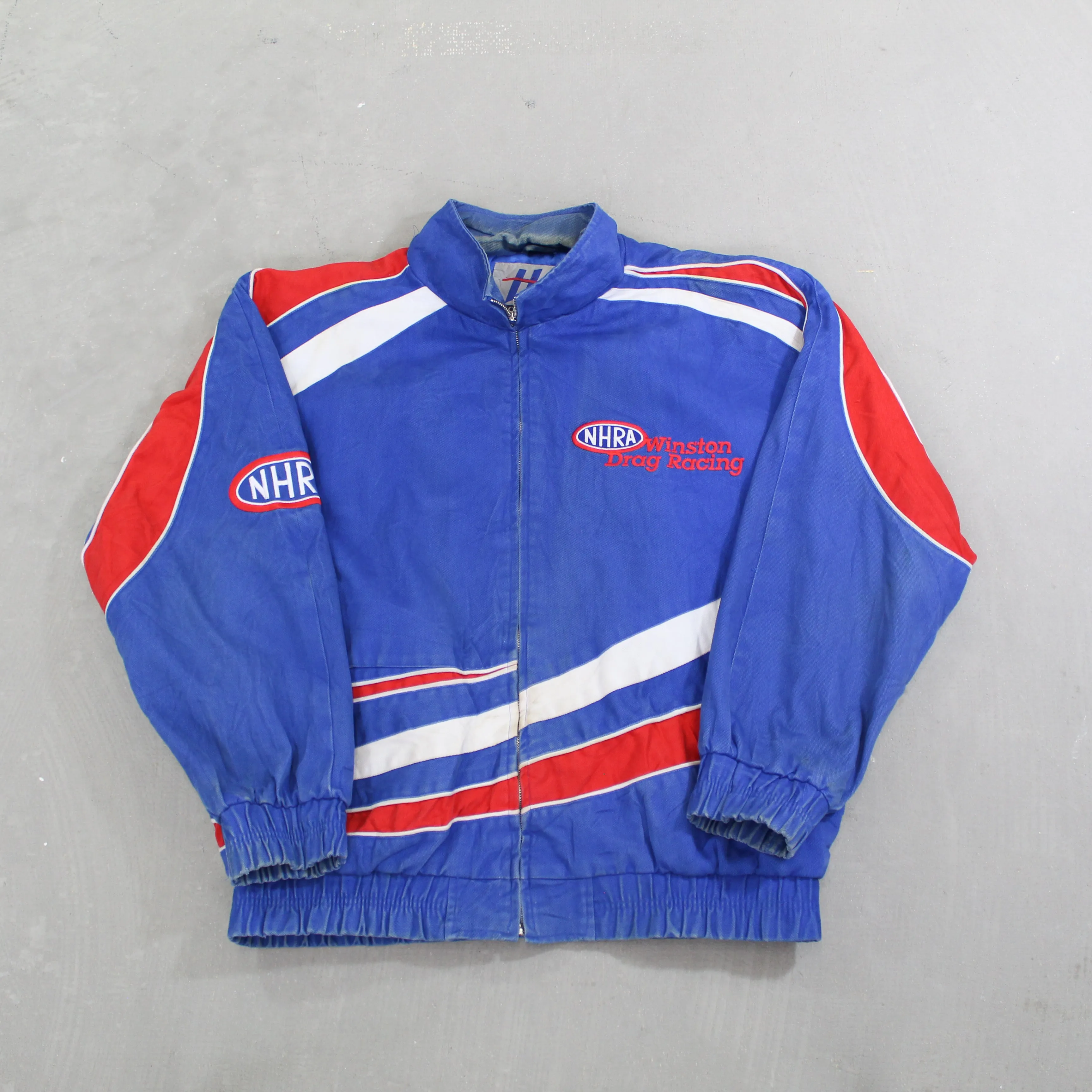 D- Vintage NHRA Winston Drag Racing Embroidered Text Jacket sold by HG Vintage
