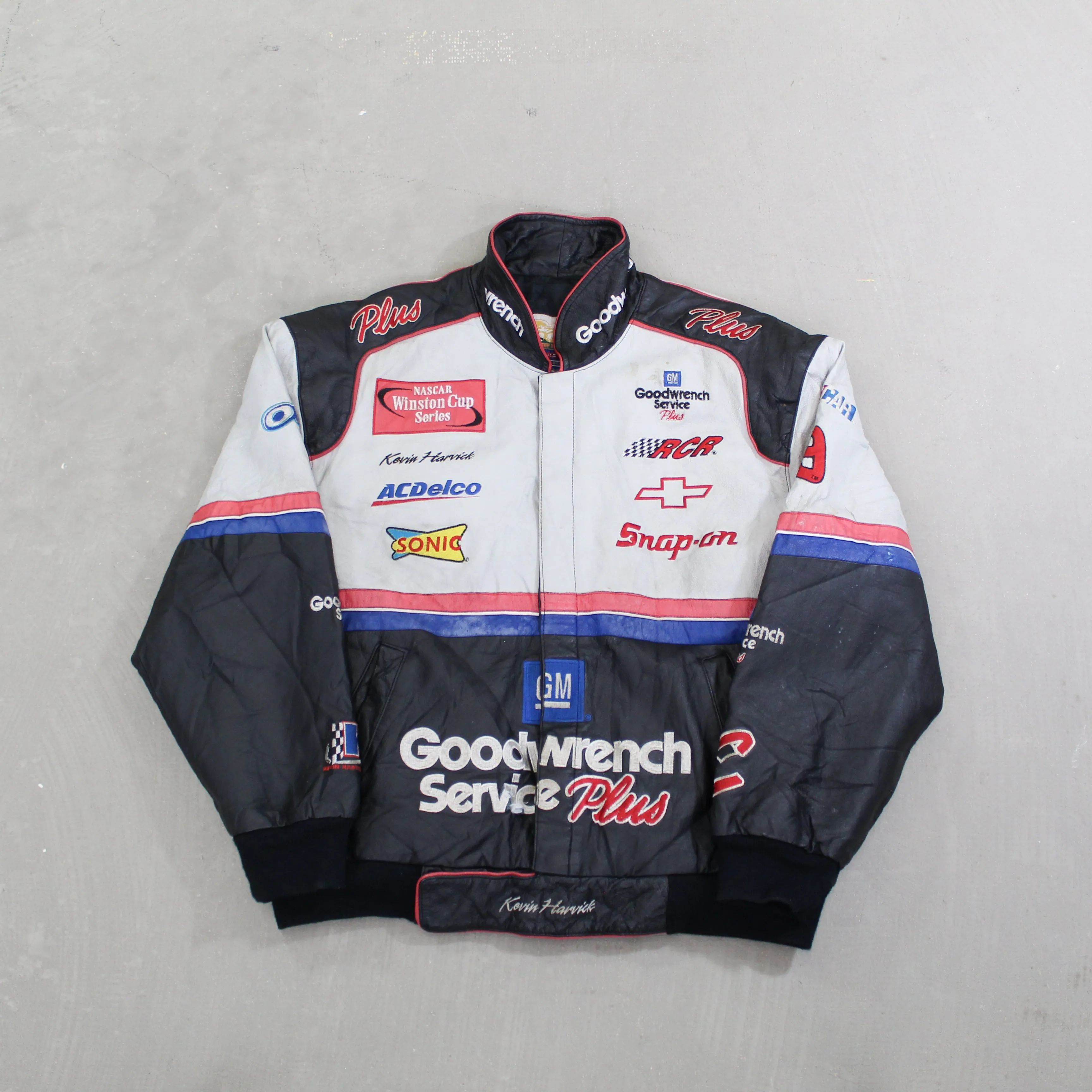 D- Vintage Nascar Jeff Hamilton Kevin Harvick Leather Racing Jacket sold by HG Vintage