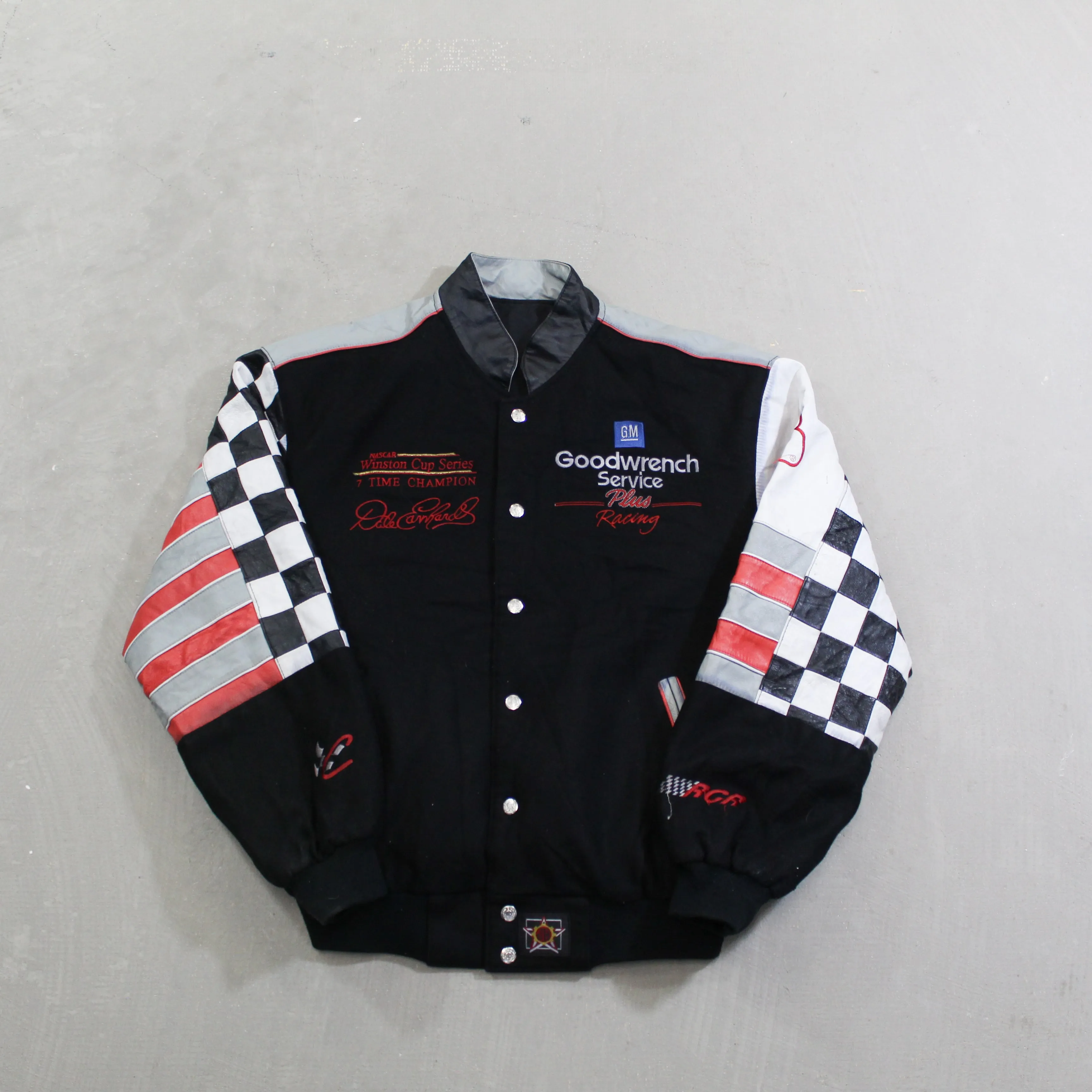 D- Vintage Nascar Jeff Hamilton Dale Earnhardt Reversible Racing Jacket sold by HG Vintage