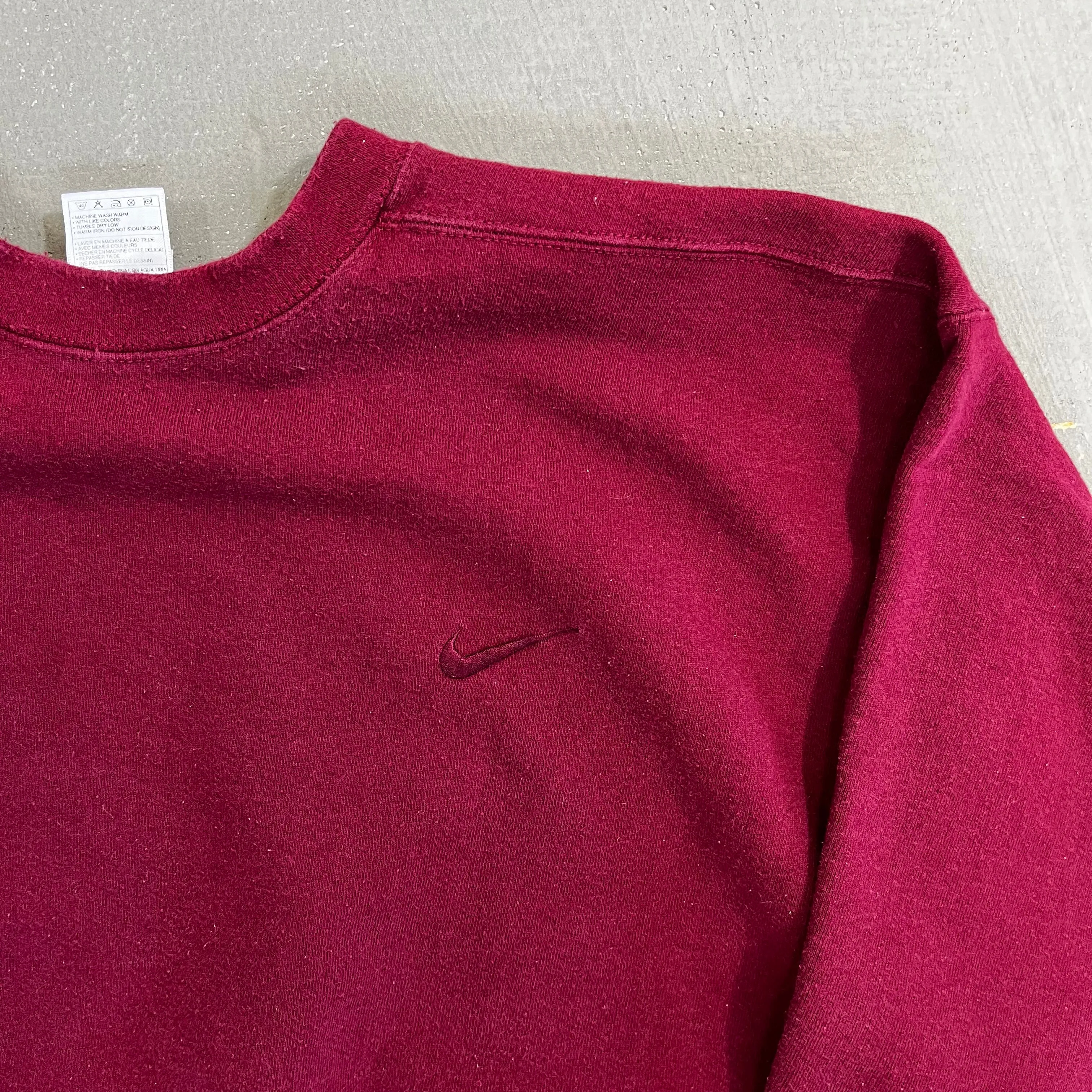 D- Vintage 90s Nike Made In USA Burgundy Embroidered Swoosh Crewneck sold by HG Vintage product image thumbnail 3