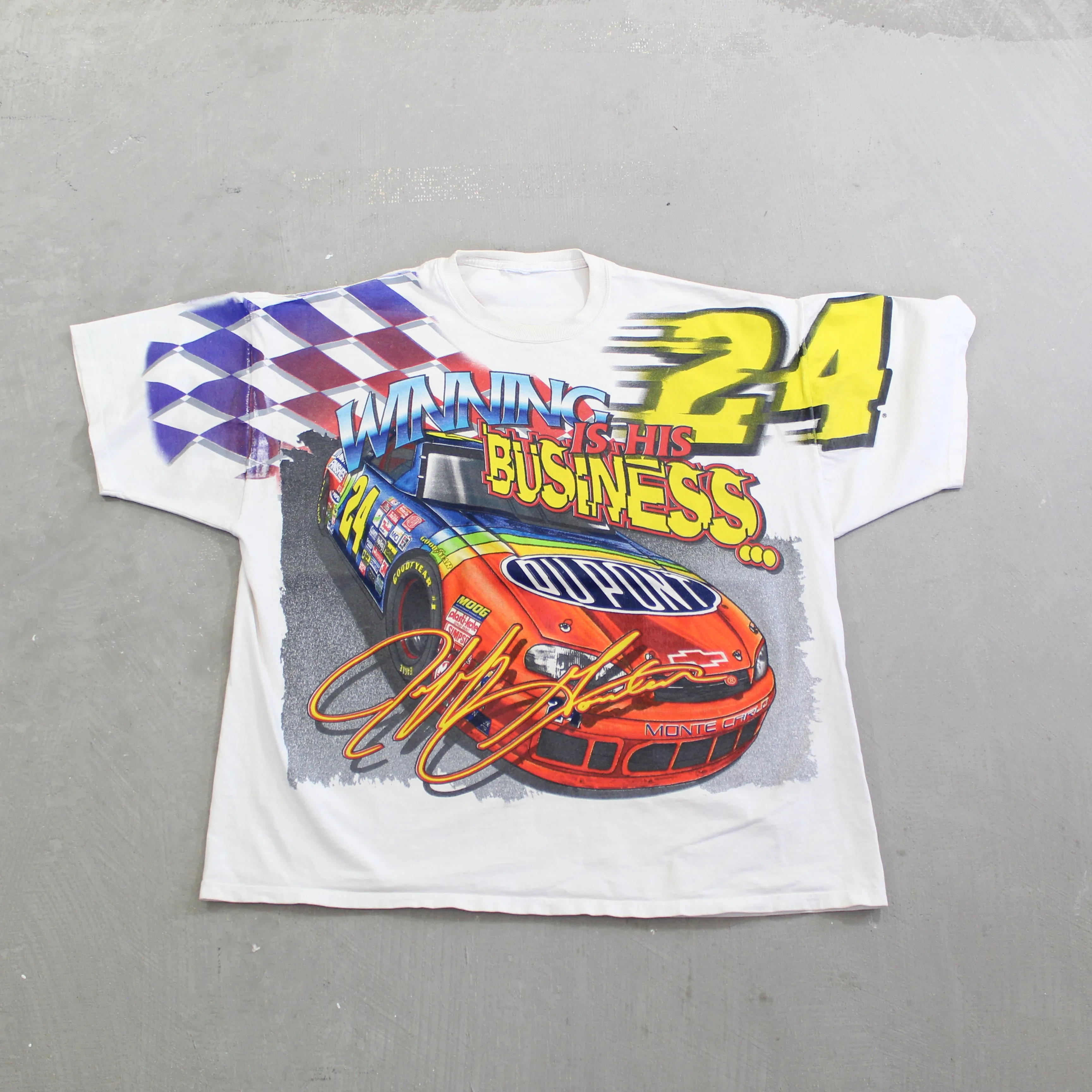 D- Vintage 1999 Nascar Dupont Jeff Gordon #24 Car Full Print Tee sold by HG Vintage