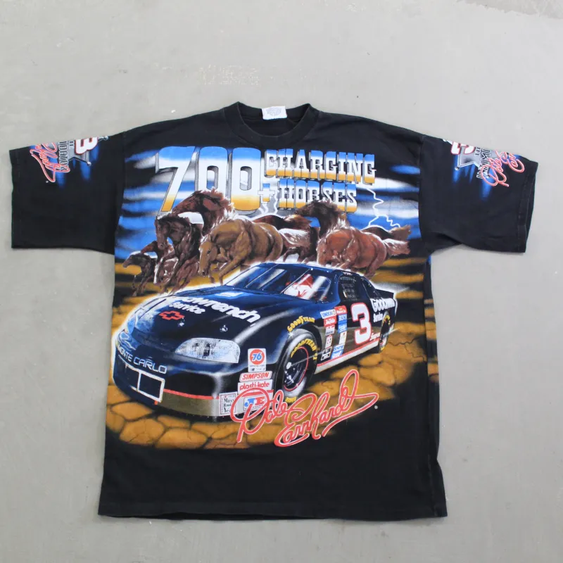 D- Vintage 1997 Nascar Dale Earnhardt Full Print 700 Horse Power Tee sold by HG Vintage