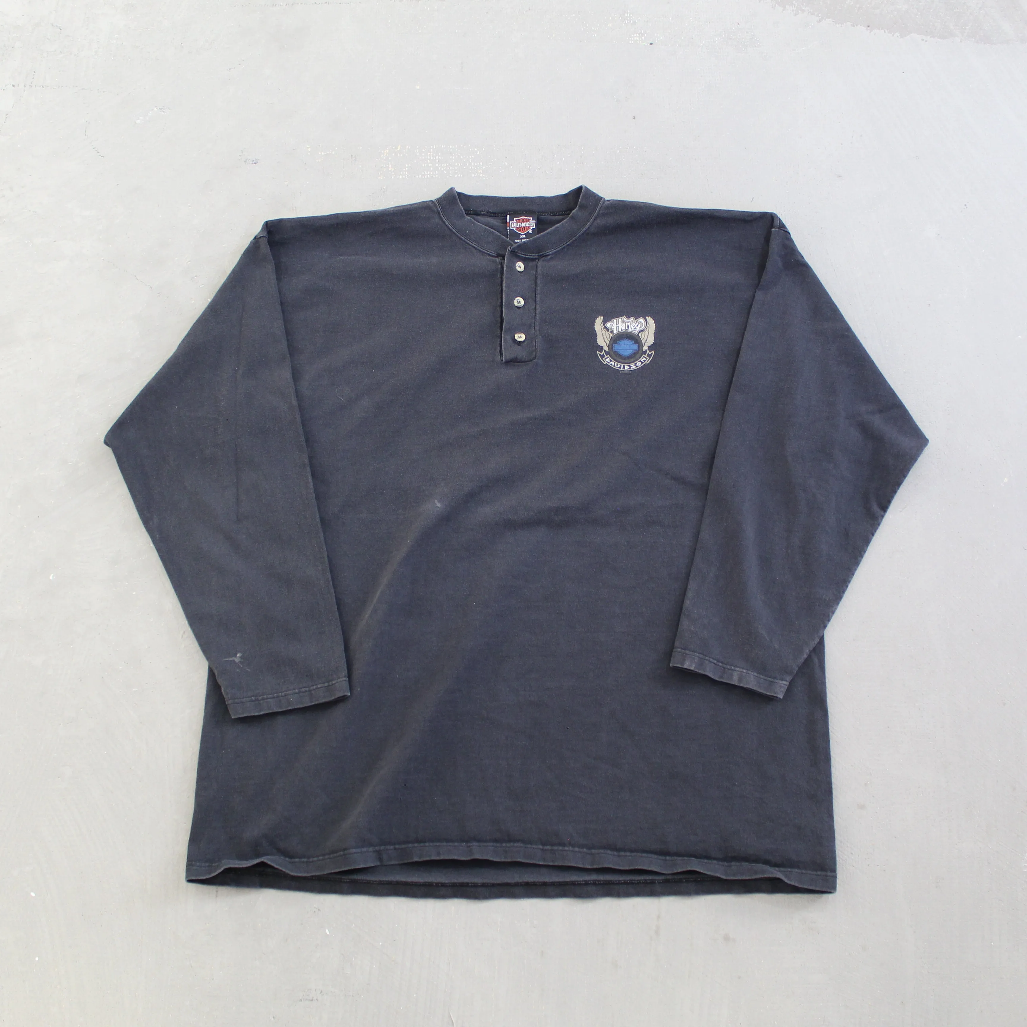 D- Vintage 1996 Harley Davidson Knoxville, TN Henley Long Sleeve Tee sold by HG Vintage