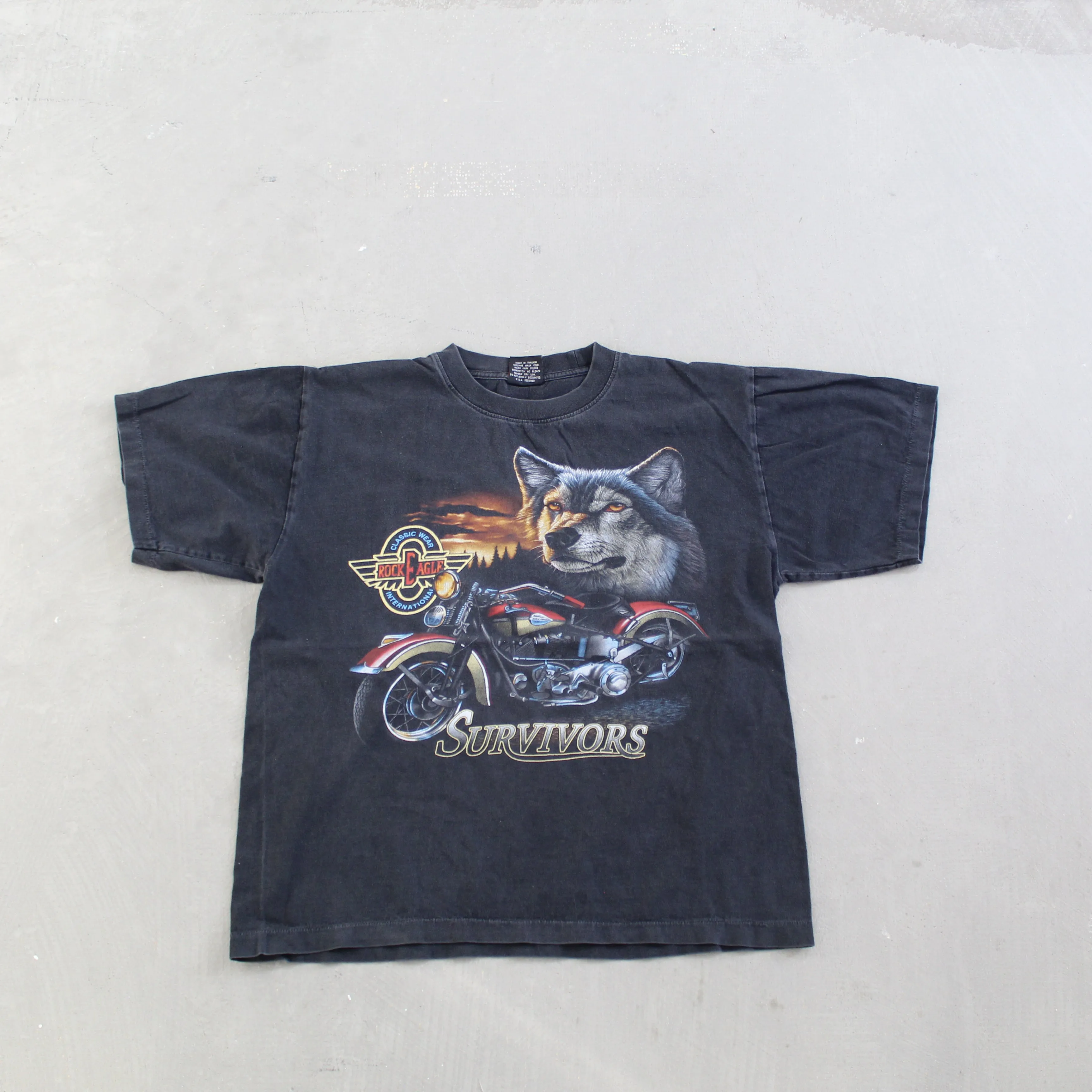 D- Vintage Rock Eagle Classic Wear Survivor Wolf Single Stitch Tee sold by HG Vintage