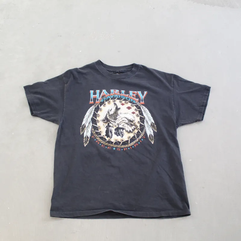 D- Vintage 90s Harley Davidson Free Spirit Raleigh, NC Single Stitch Tee sold by HG Vintage