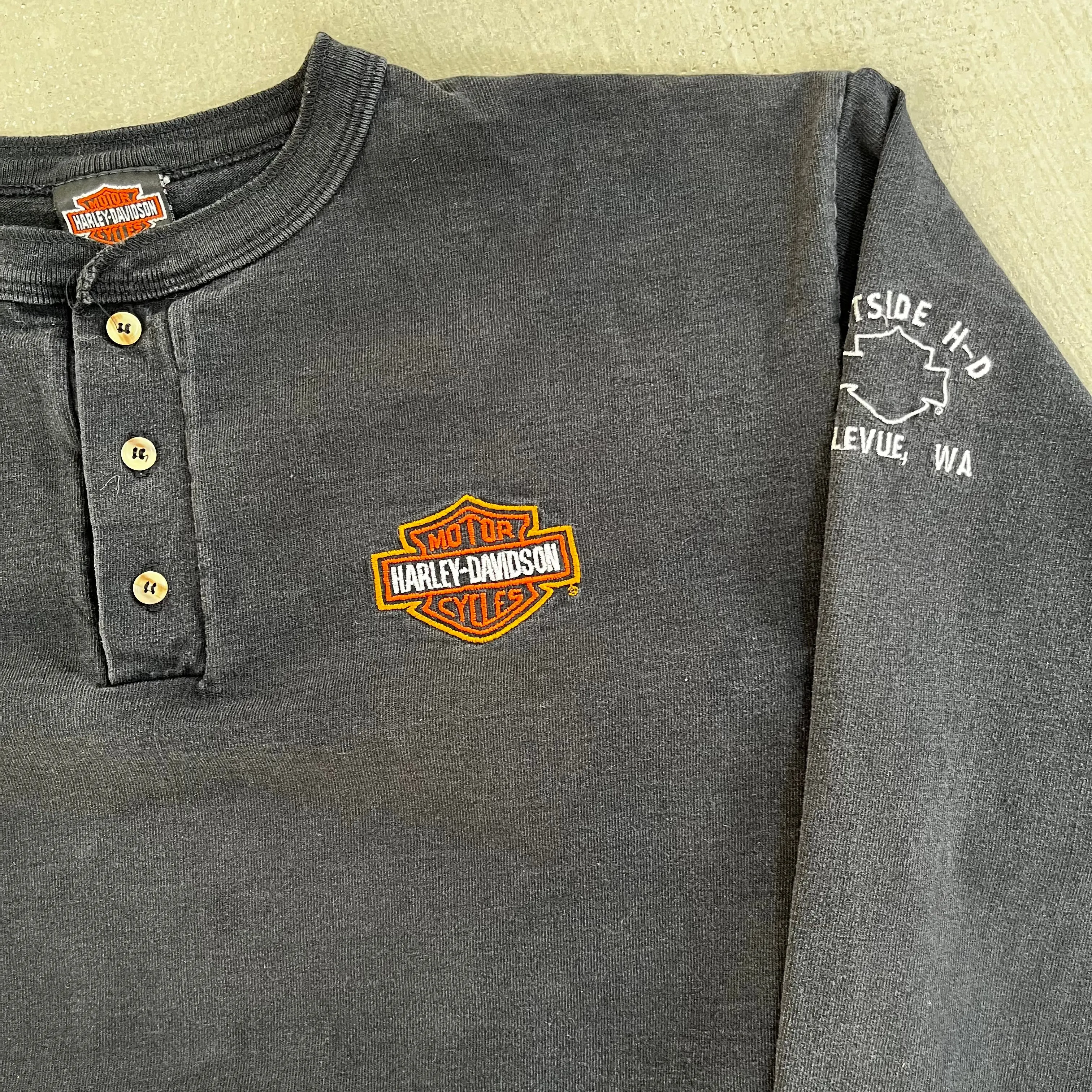D- Vintage 1996 Harley Davidson Bellevue, WA Henley Long Sleeve sold by HG Vintage product image thumbnail 2