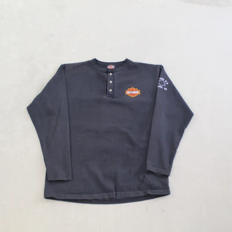 D- Vintage 1996 Harley Davidson Bellevue, WA Henley Long Sleeve sold by HG Vintage